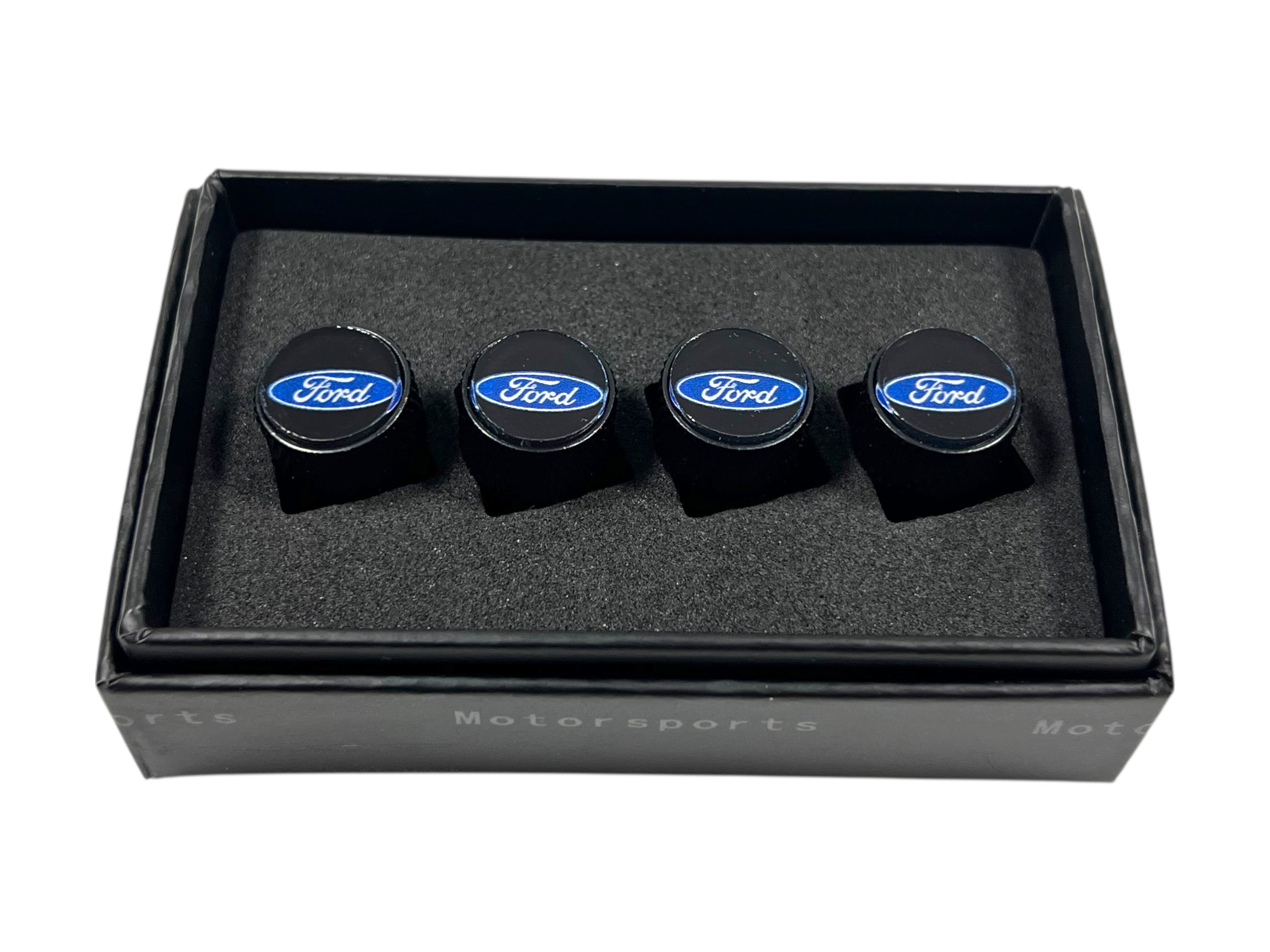 Ford Black Knurled Valve Stem Caps