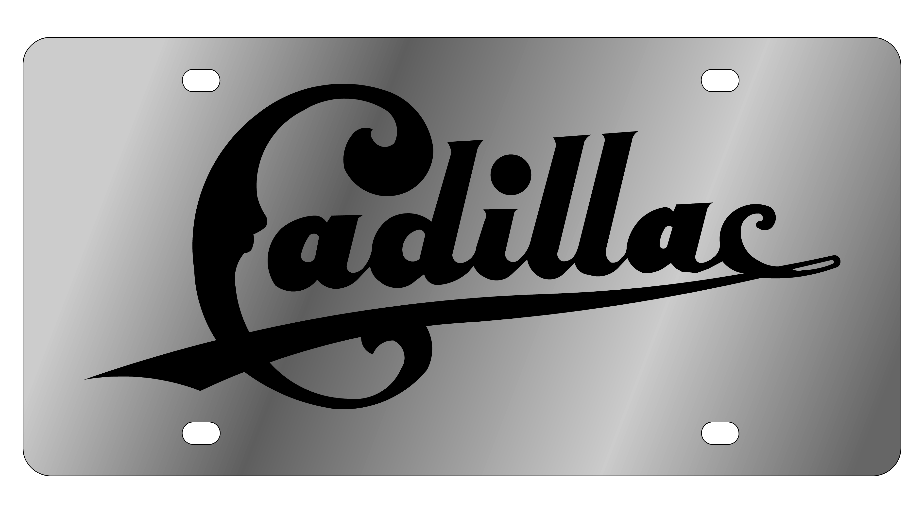 Cadillac Retro Scrip Stainless Steel License Plate