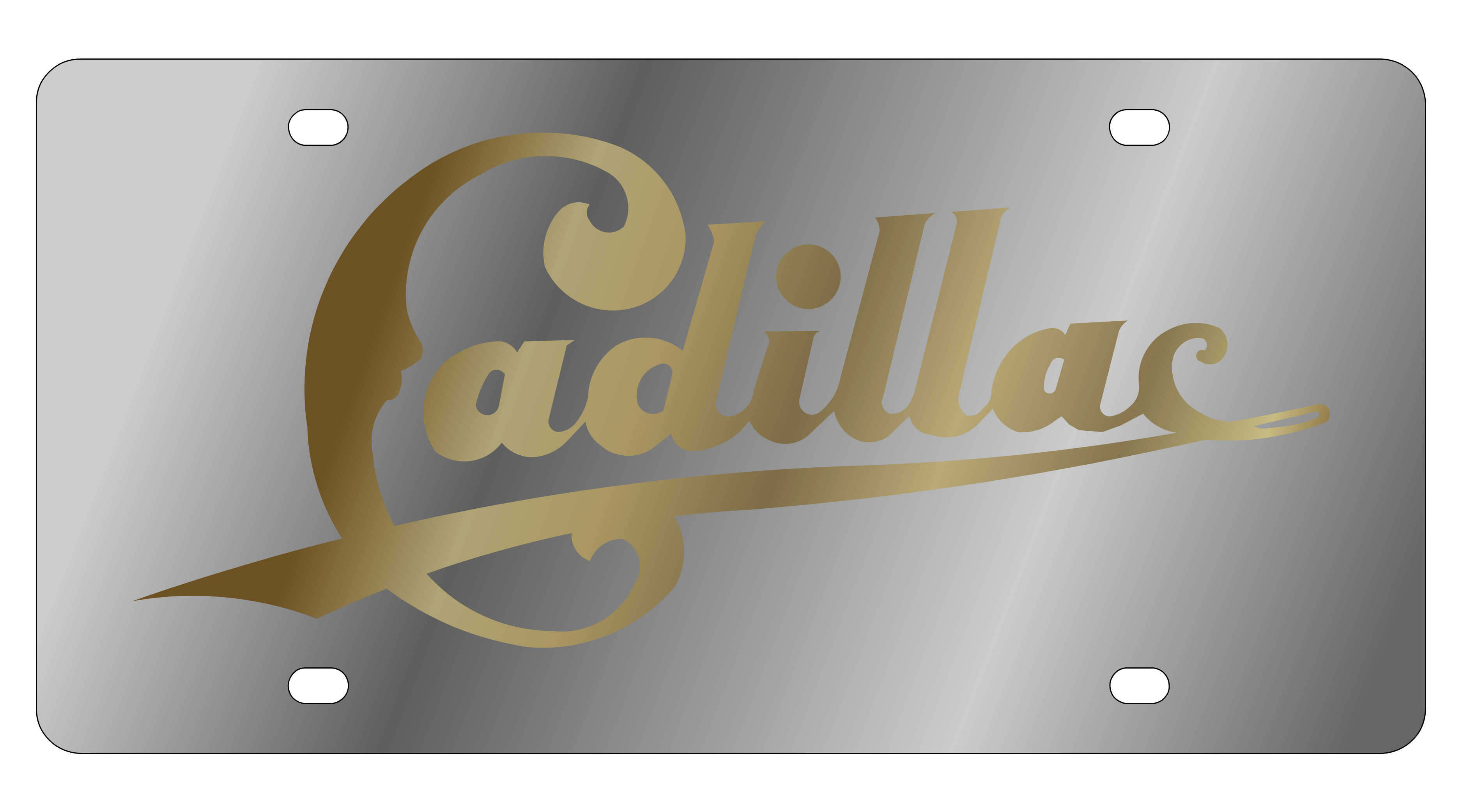 Cadillac Retro Scrip Stainless Steel License Plate
