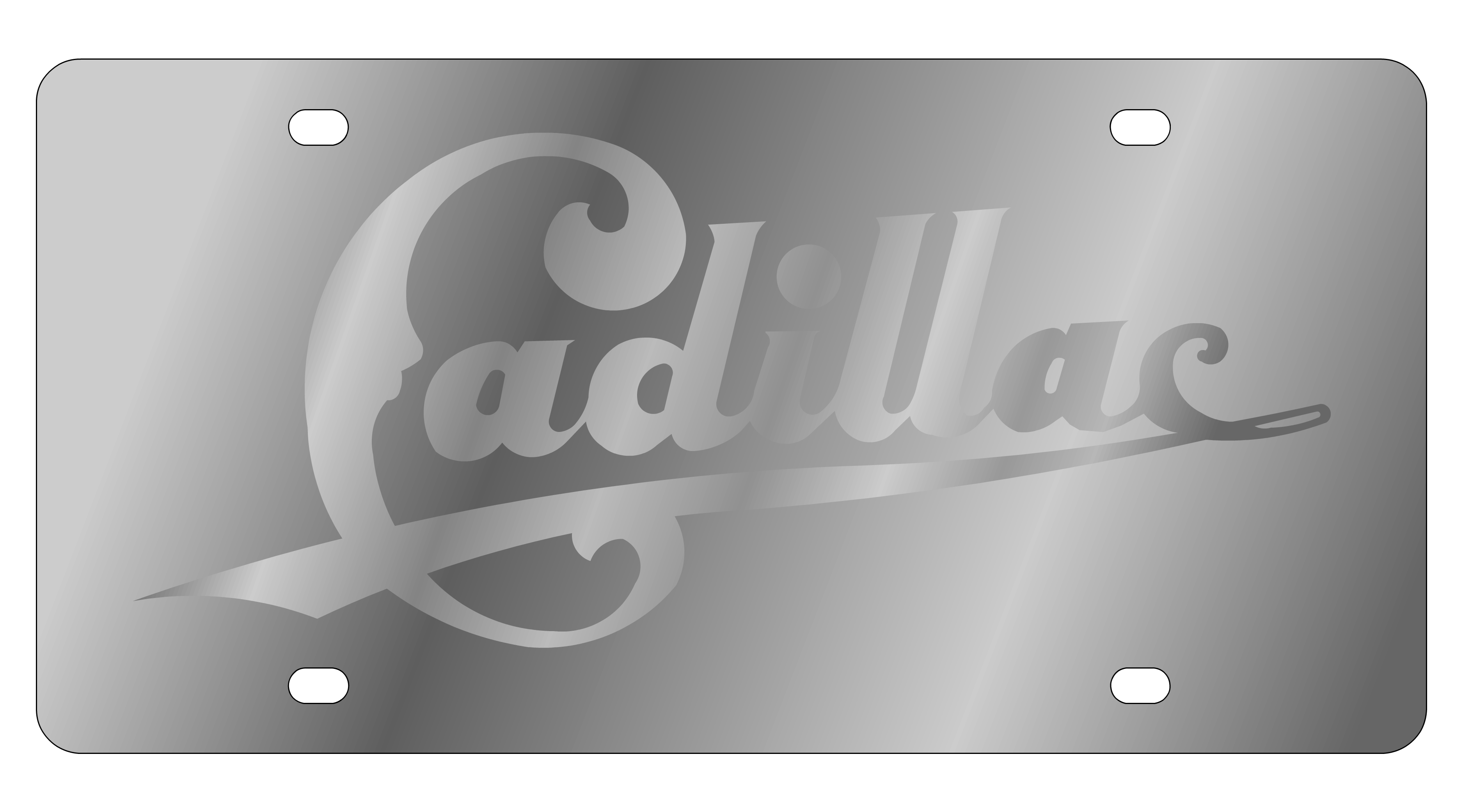 Cadillac Retro Scrip Stainless Steel License Plate