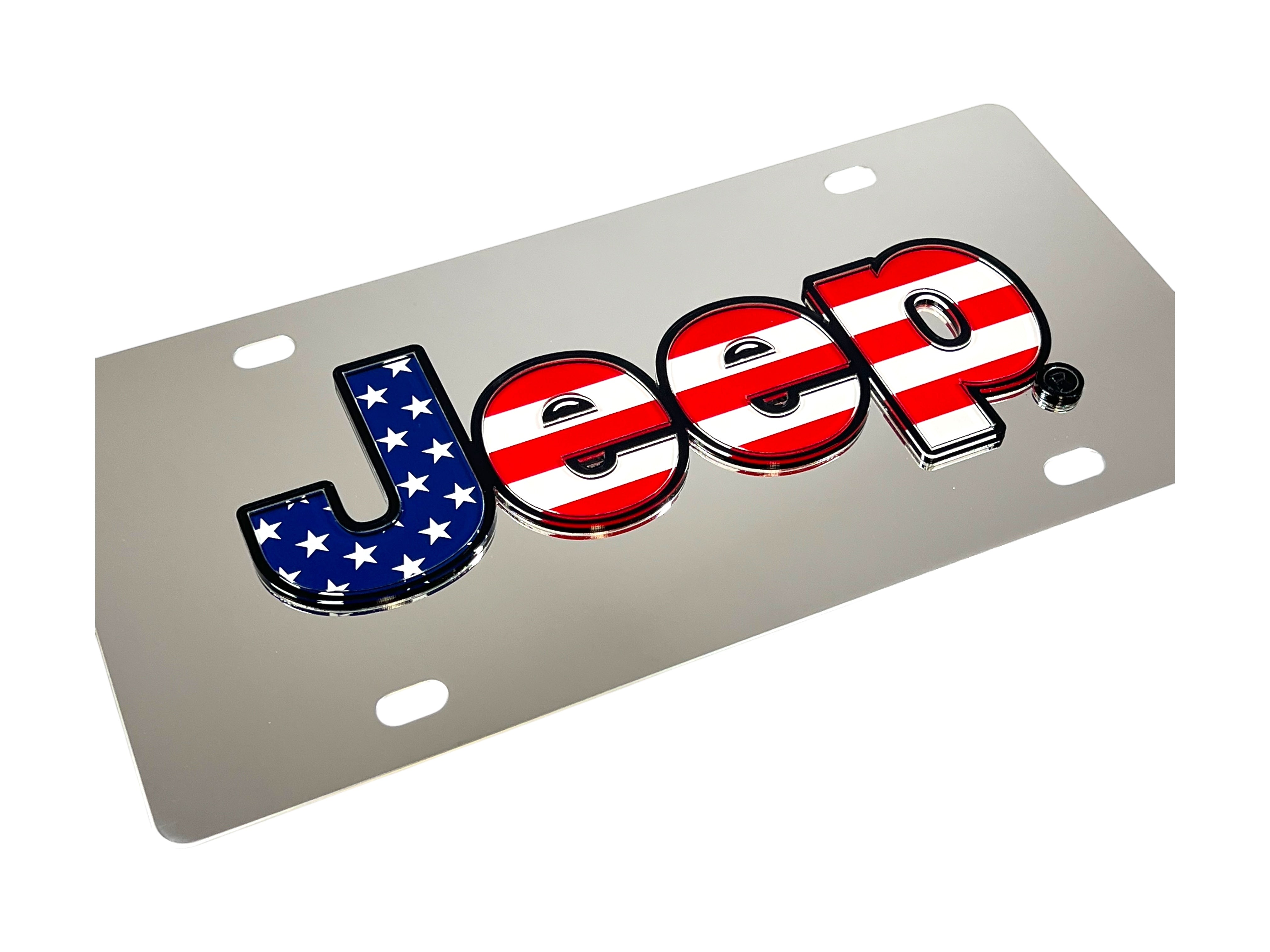 Jeep USA Flag Stainless Steel License Plate