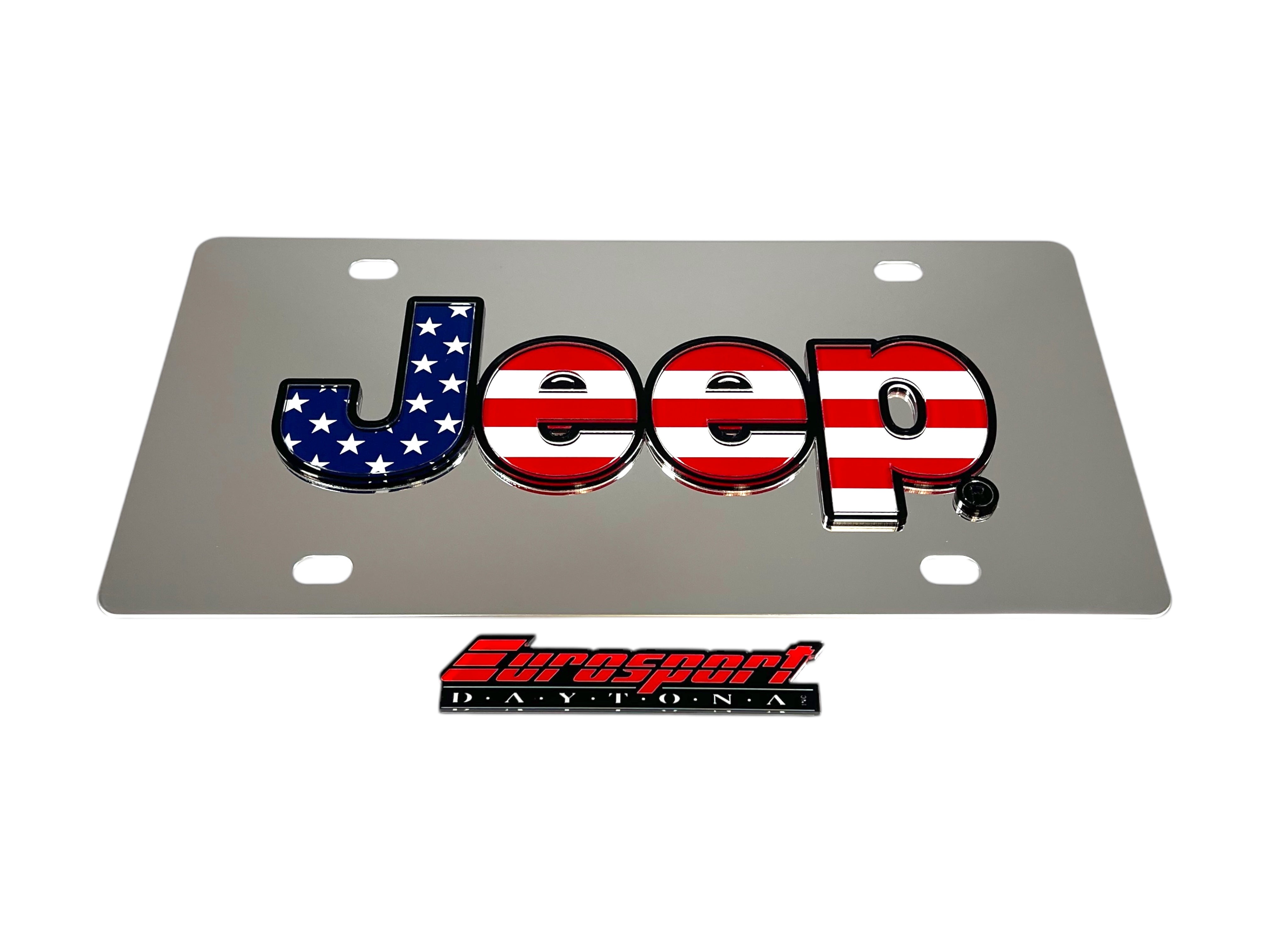 Jeep USA Flag Stainless Steel License Plate