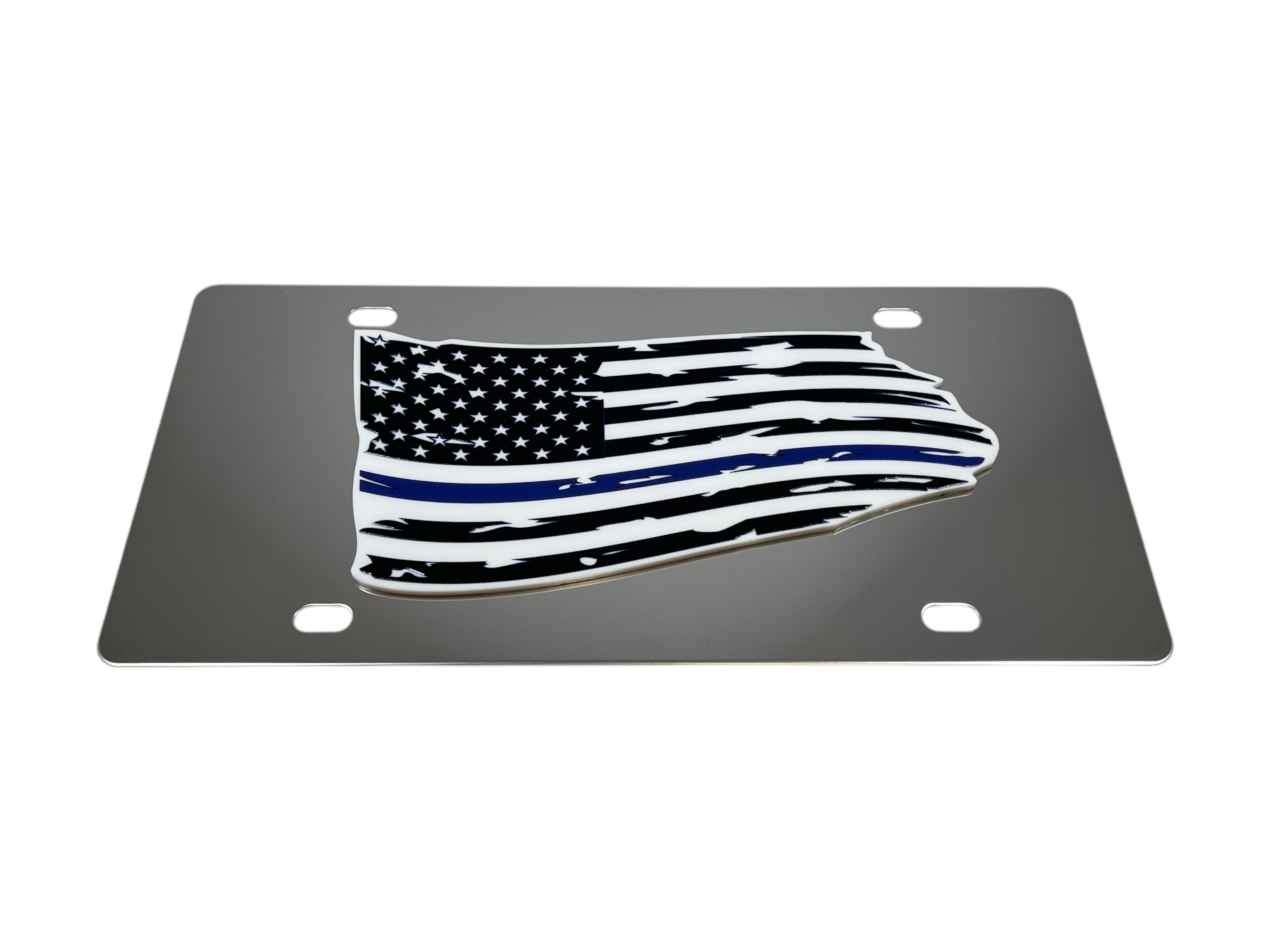 Distressed American Flag Stainless Steel License Plate