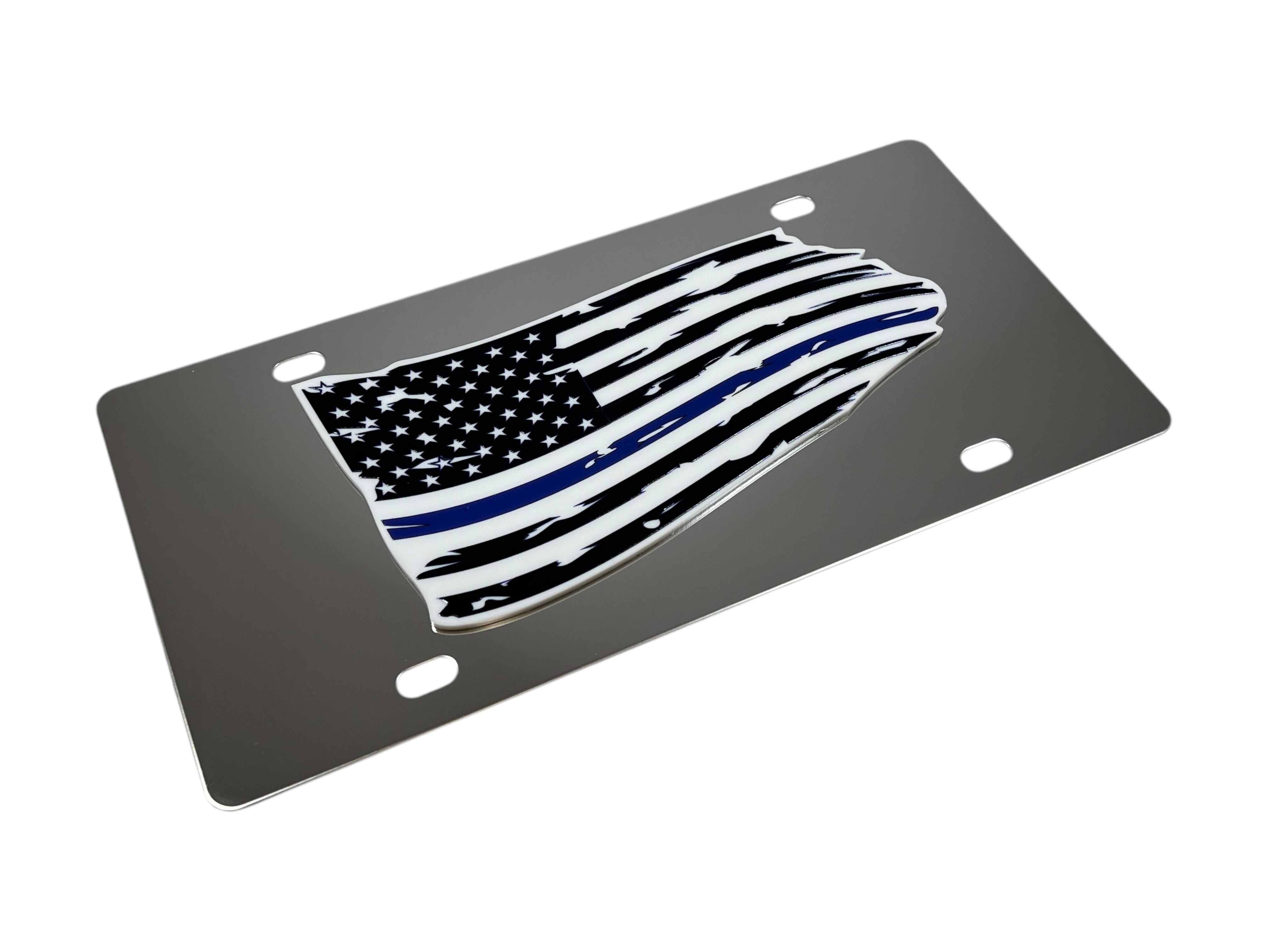 Distressed American Flag Stainless Steel License Plate