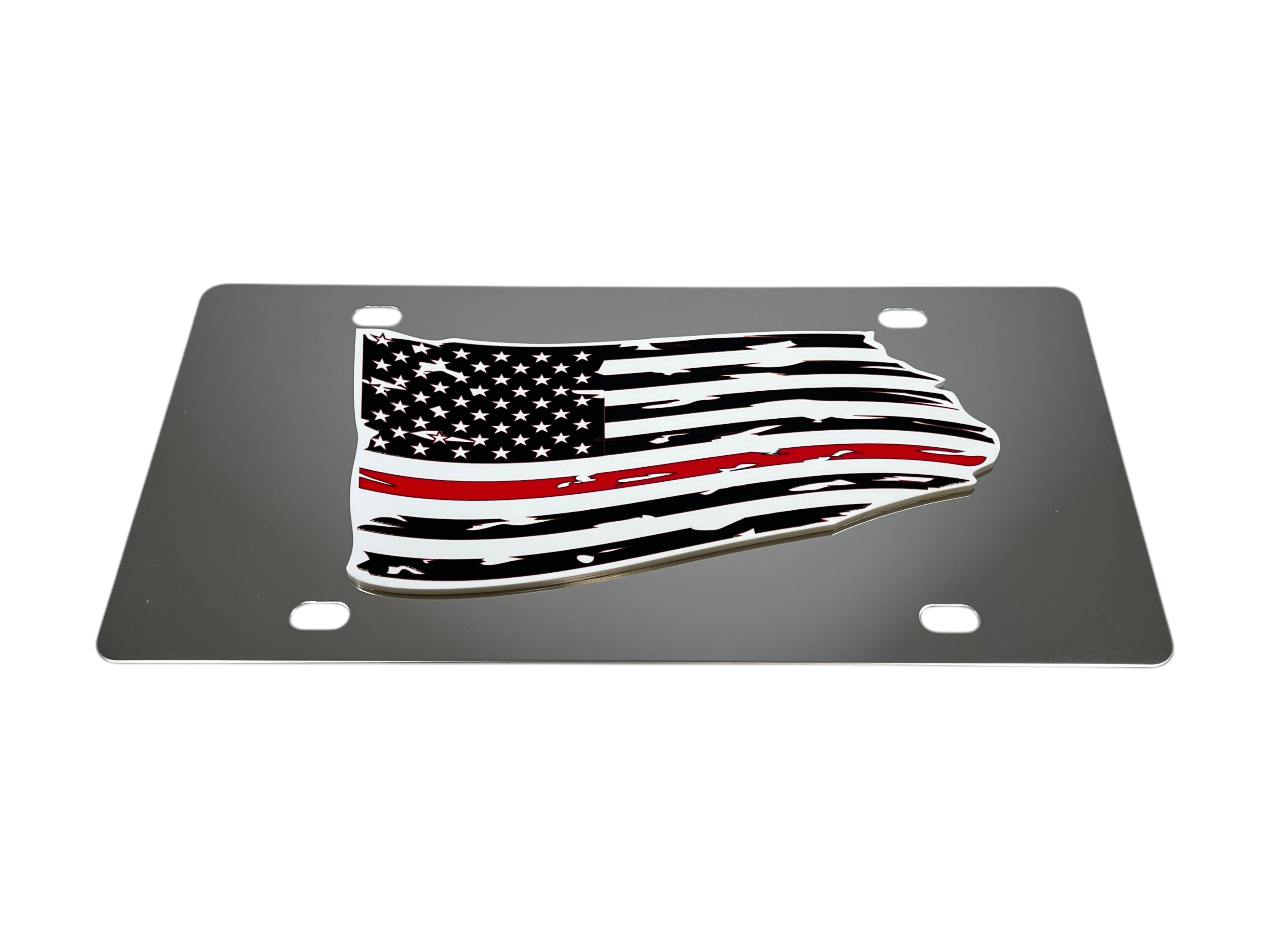 Distressed American Flag Stainless Steel License Plate