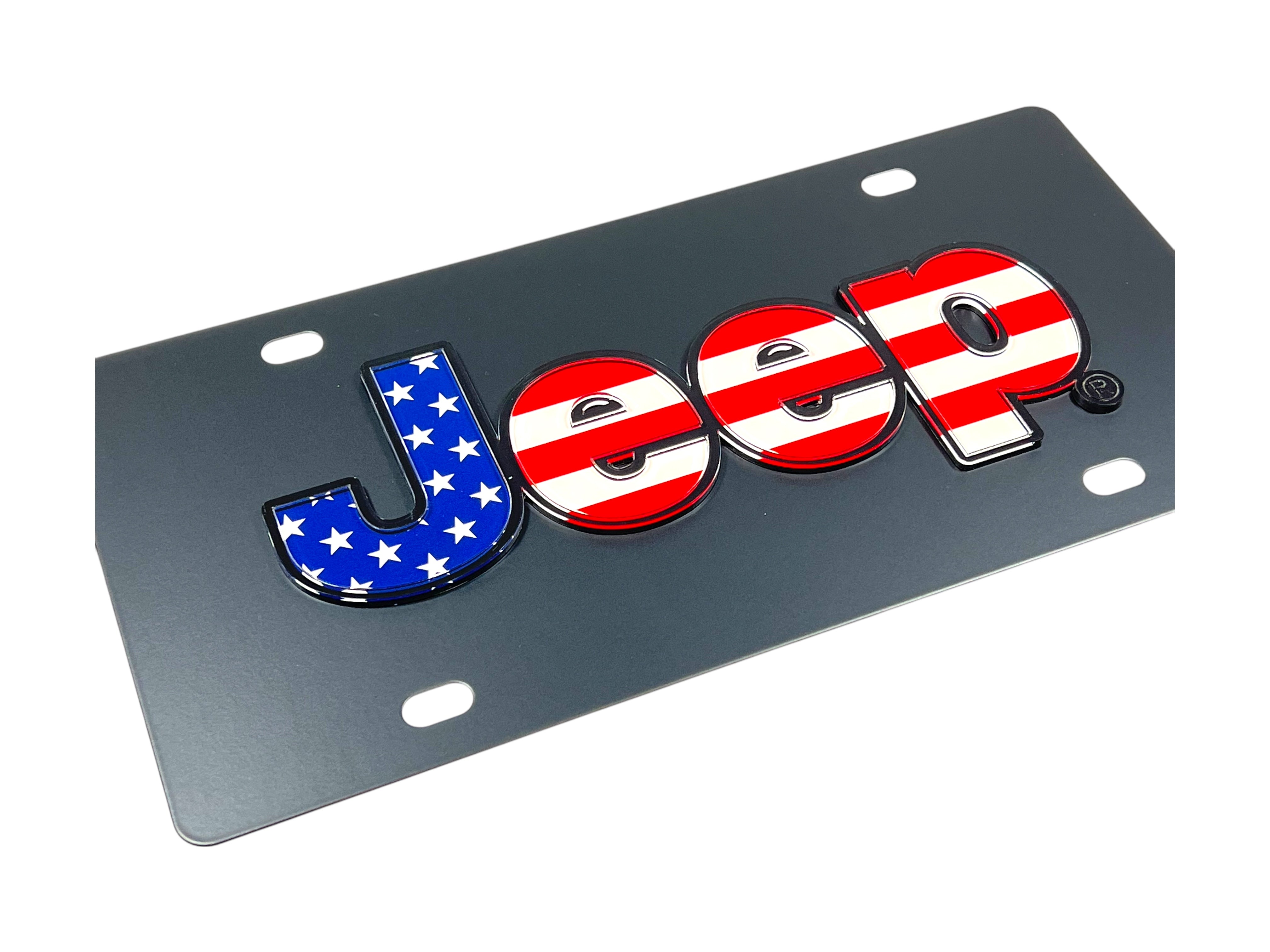 Jeep USA Flag Carbon Steel License Plate