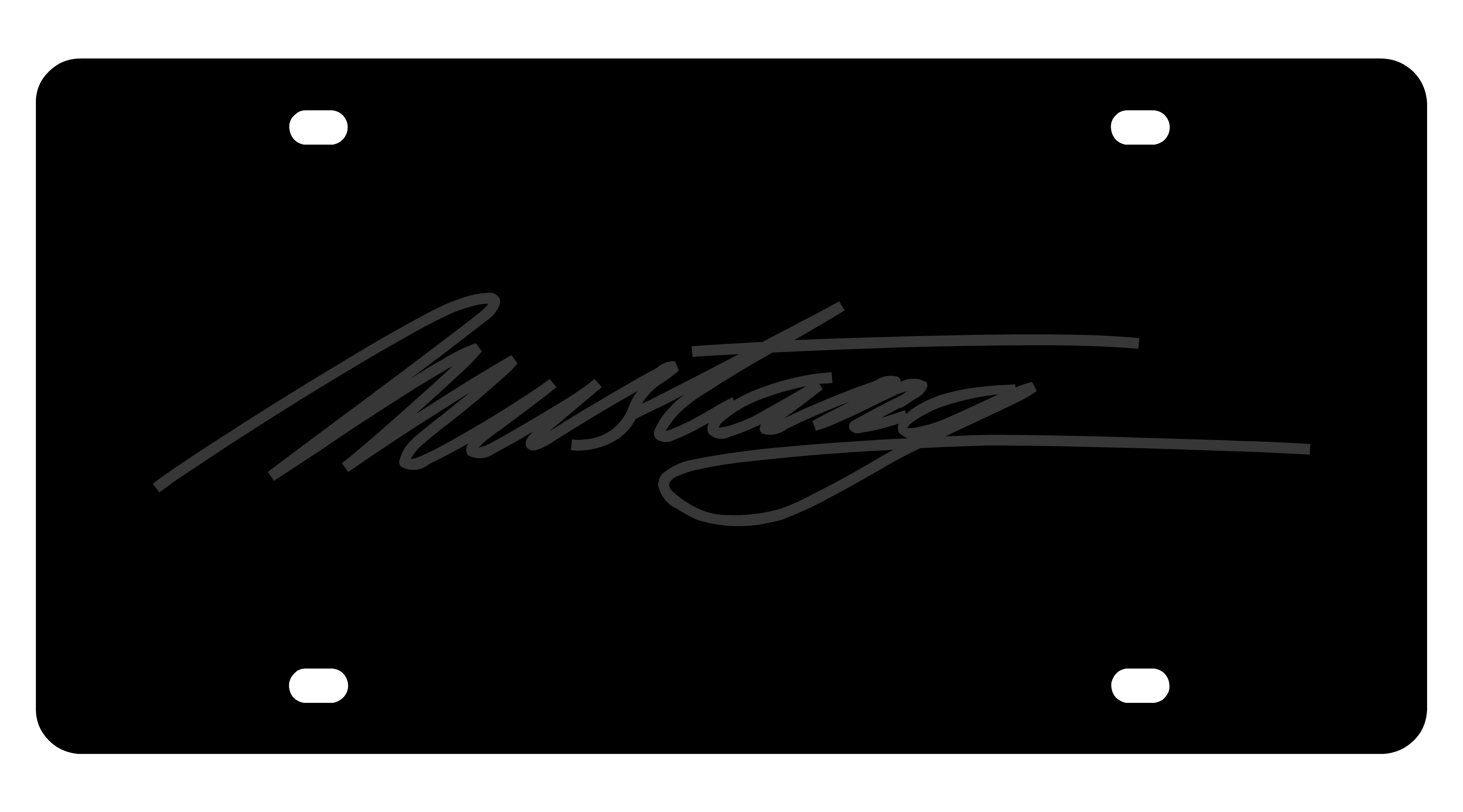 Ford Mustang Blacked Out Script Carbon Steel License Plate