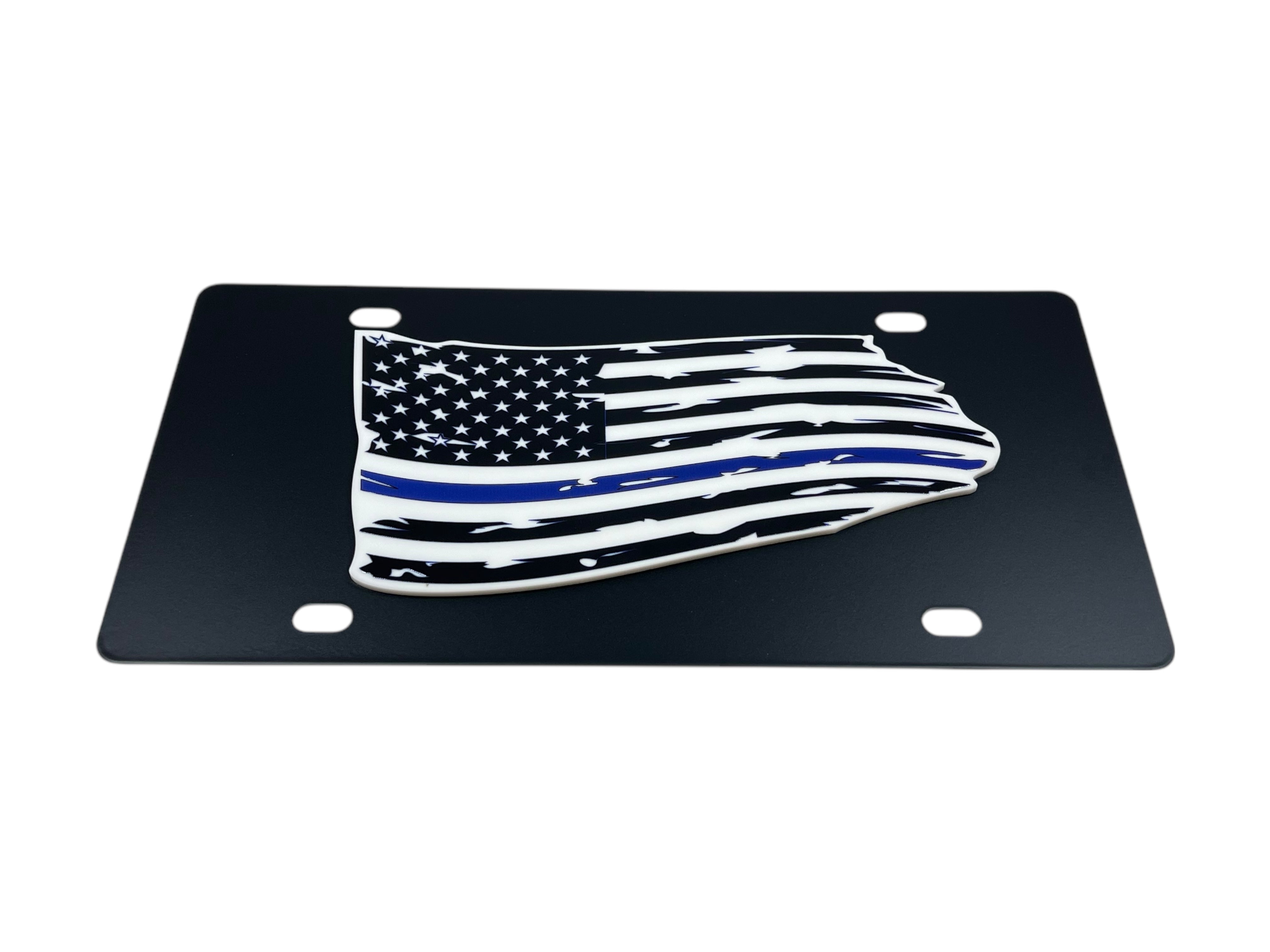 Distressed American Flag Carbon Steel License Plate