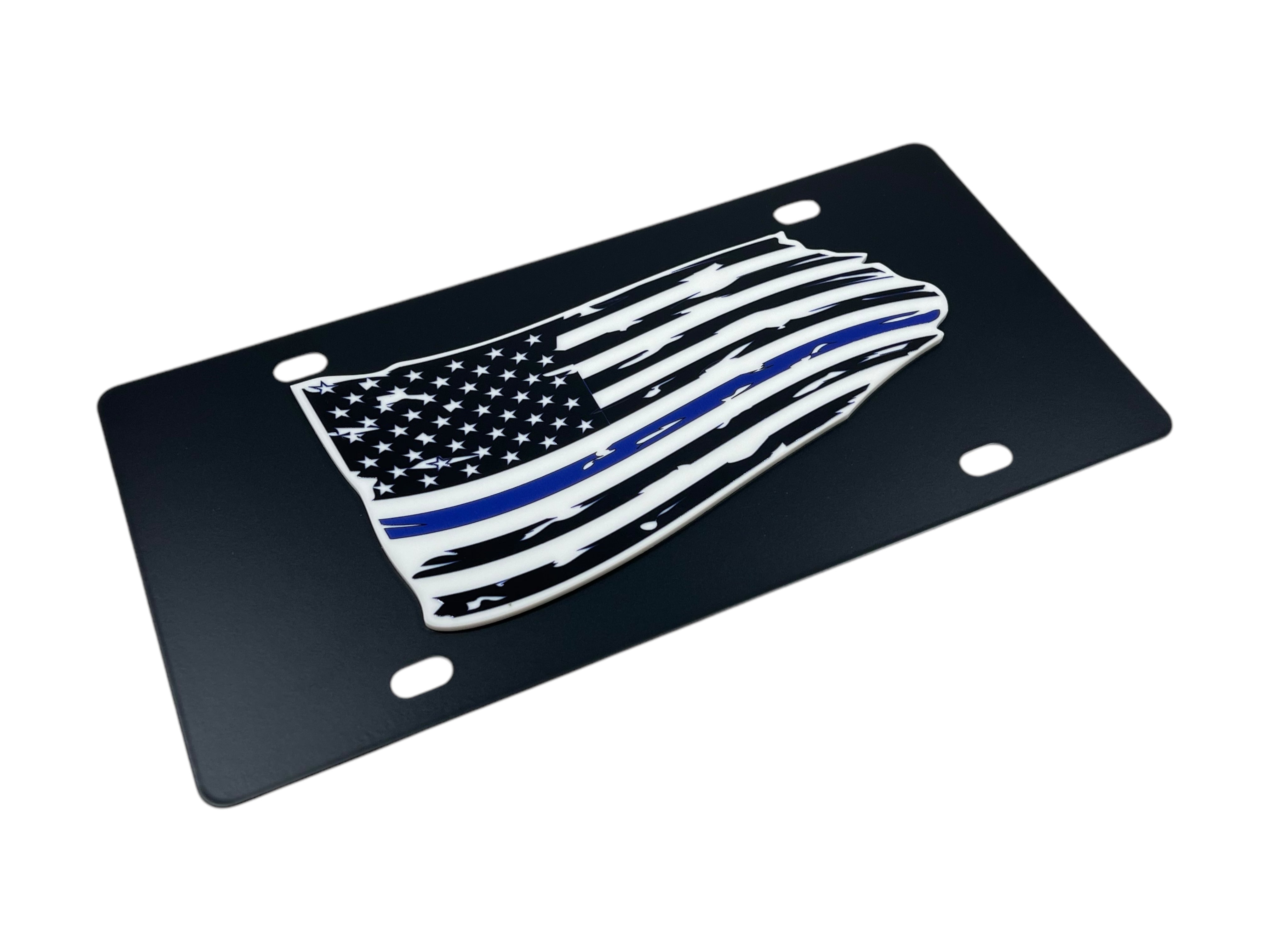 Distressed American Flag Carbon Steel License Plate