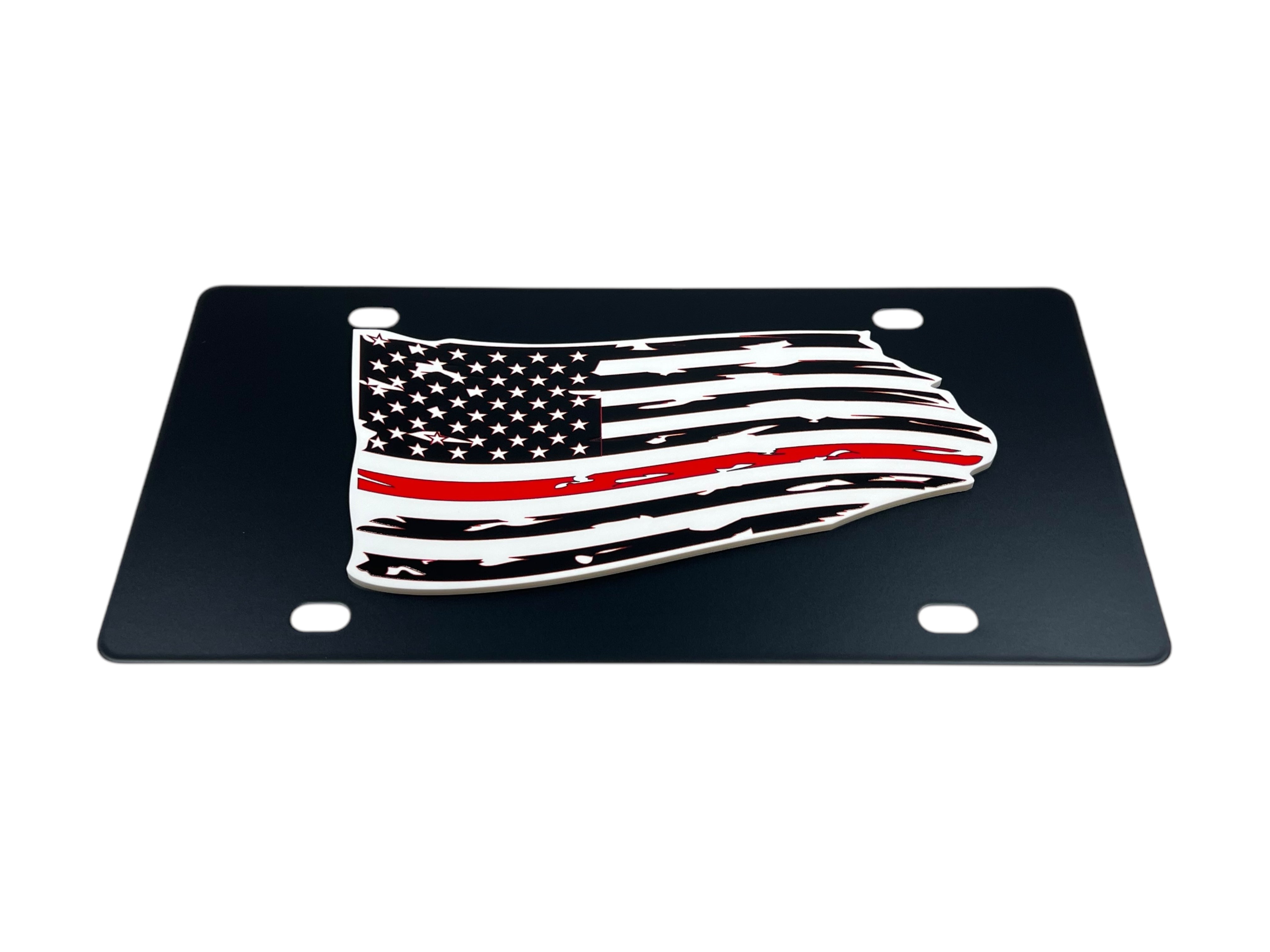 Distressed American Flag Carbon Steel License Plate