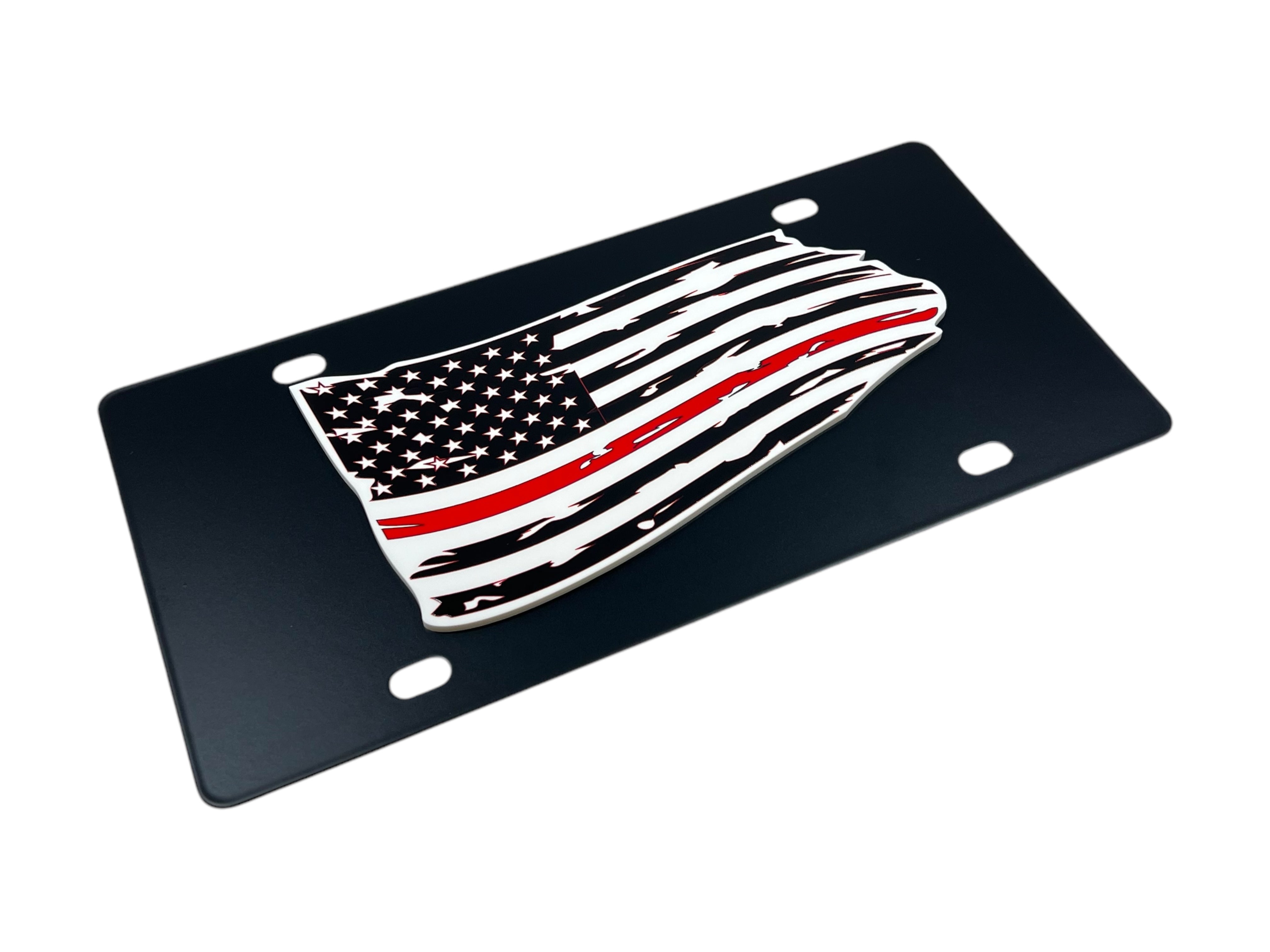 Distressed American Flag Carbon Steel License Plate
