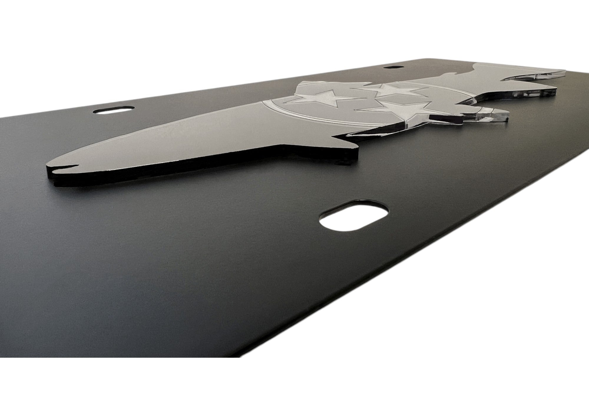 Tennessee State Flag Blacked Out Trout Carbon Steel License Plate