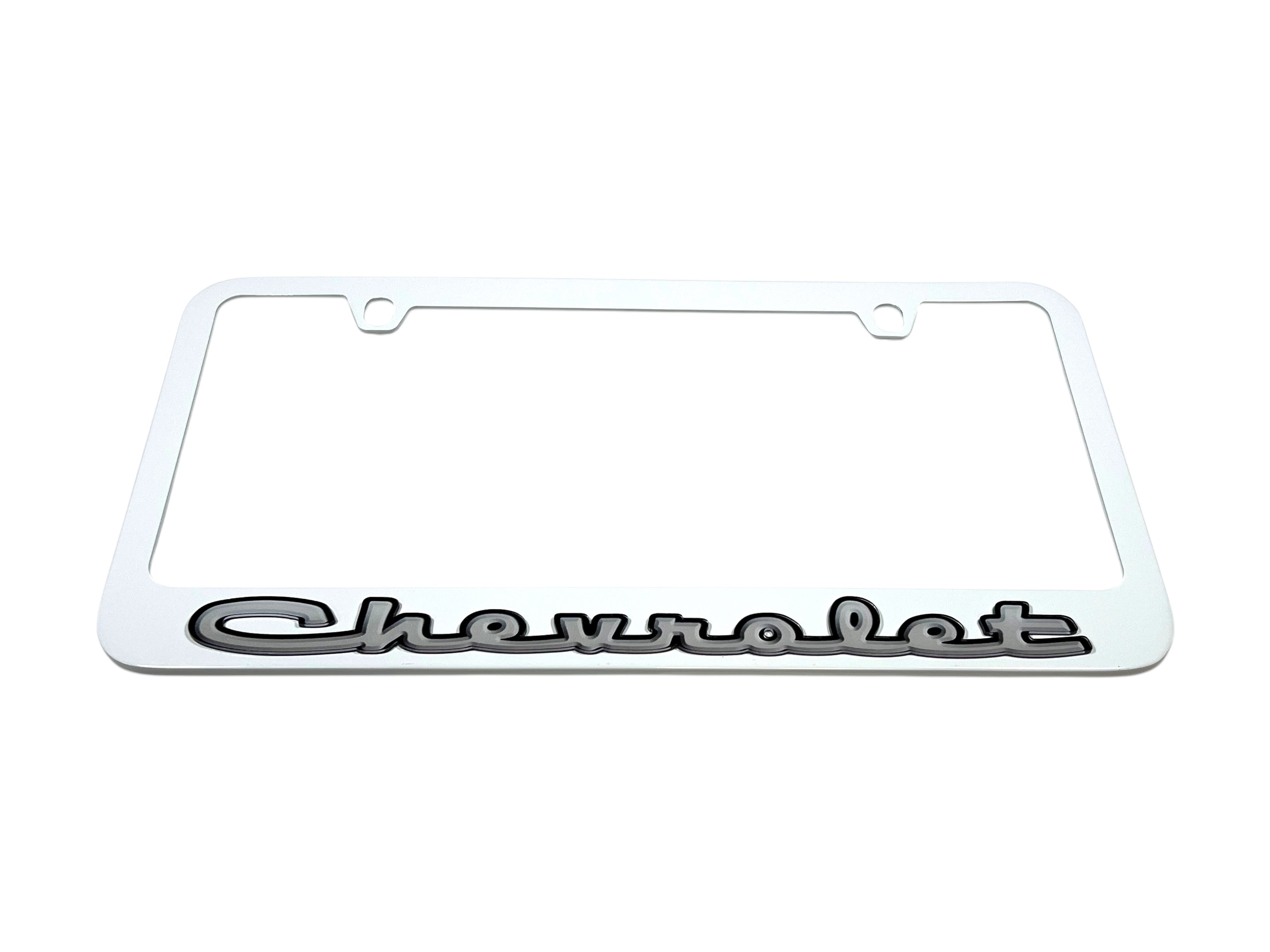 Classic Chevrolet White License Plate Frame