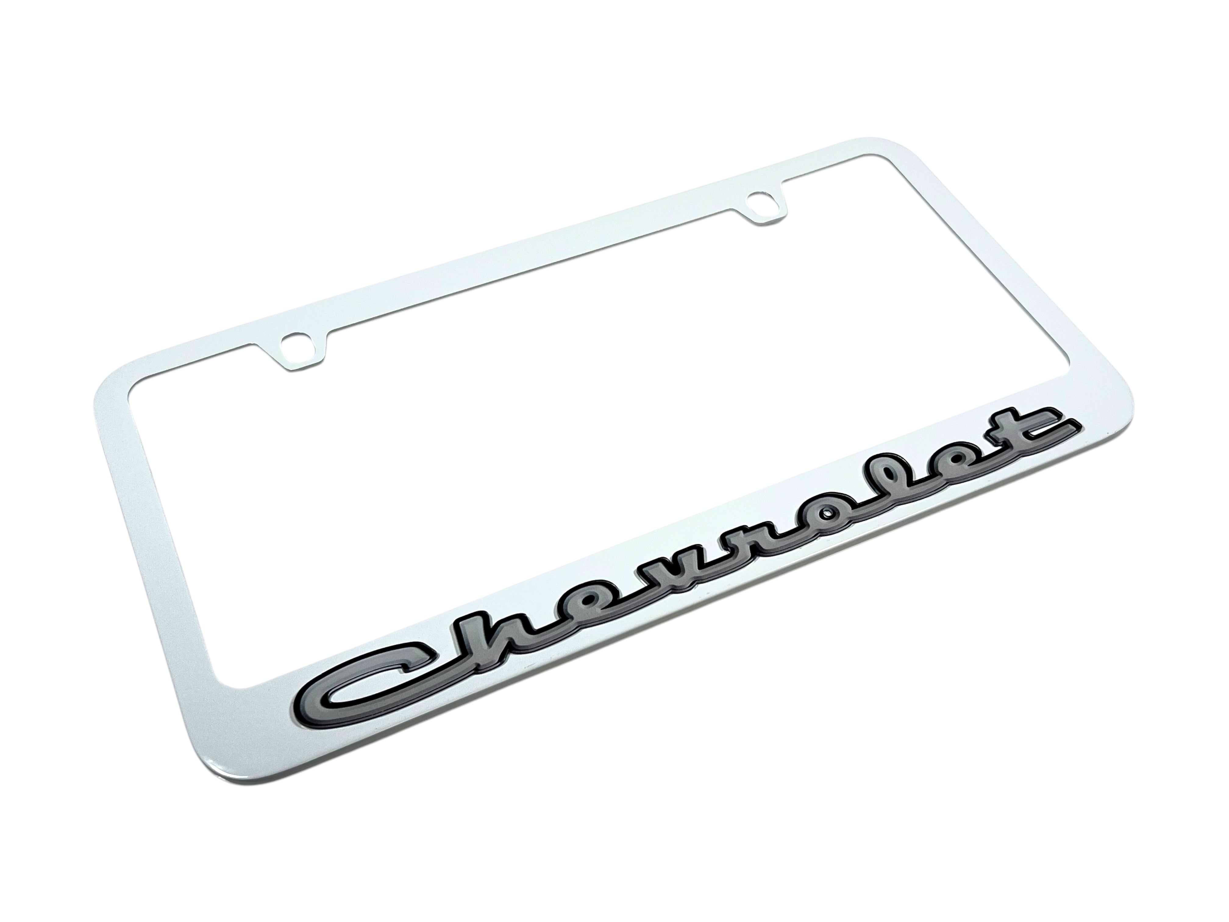 Classic Chevrolet White License Plate Frame