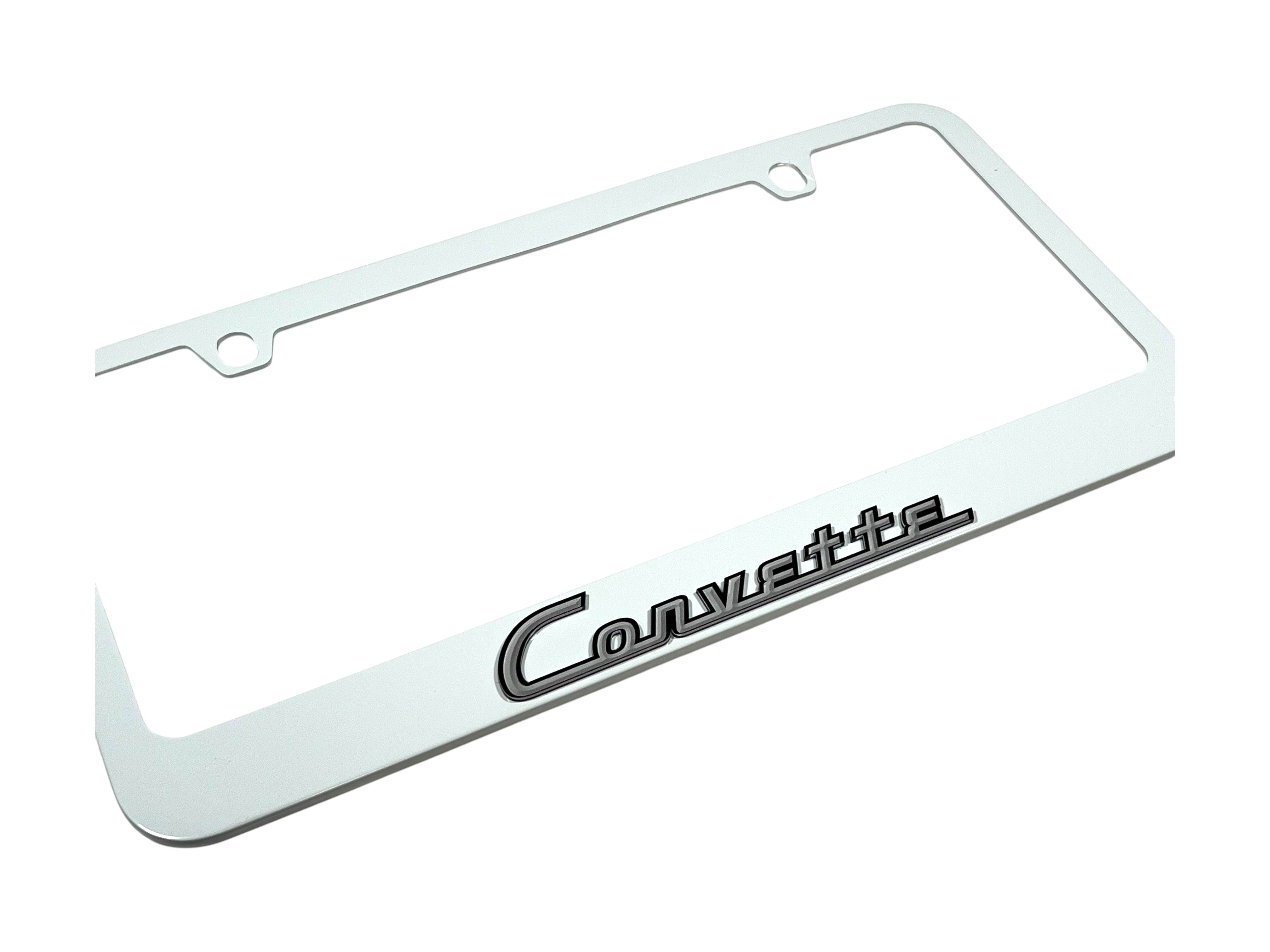 Classic Chevrolet Corvette White License Plate Frame