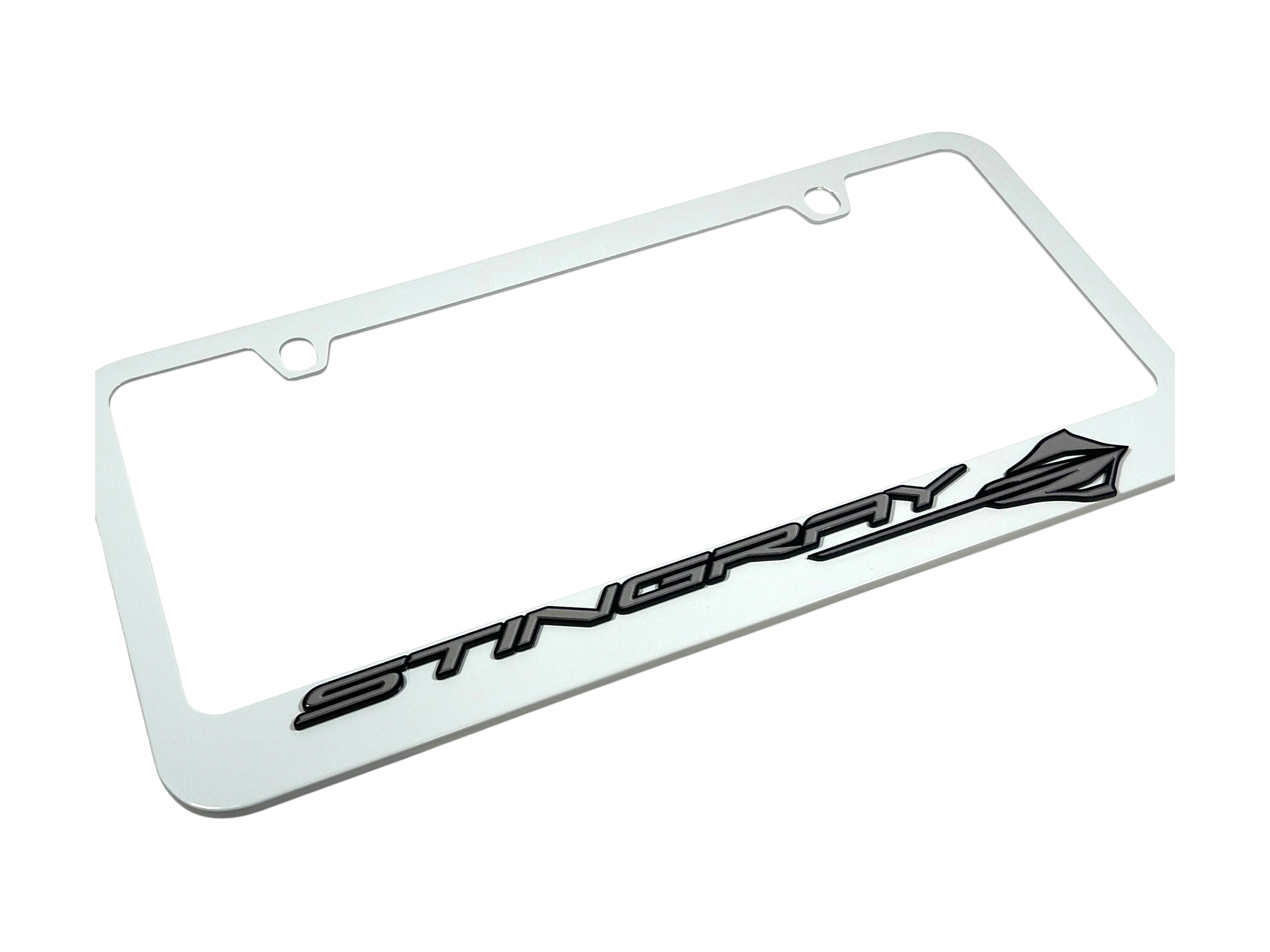 Chevrolet Corvette C8 Stingray White License Plate Frame