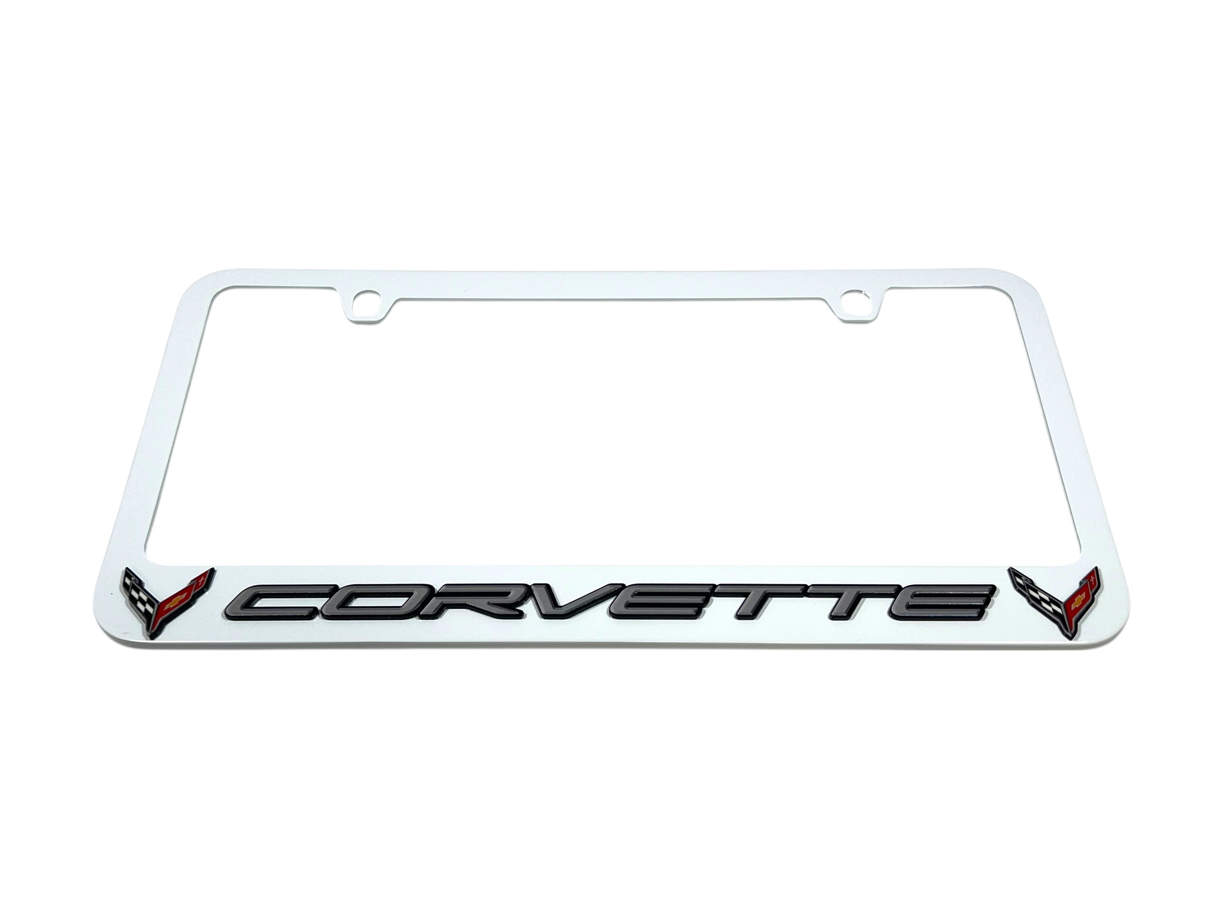 Chevrolet Corvette C8 White License Plate Frame