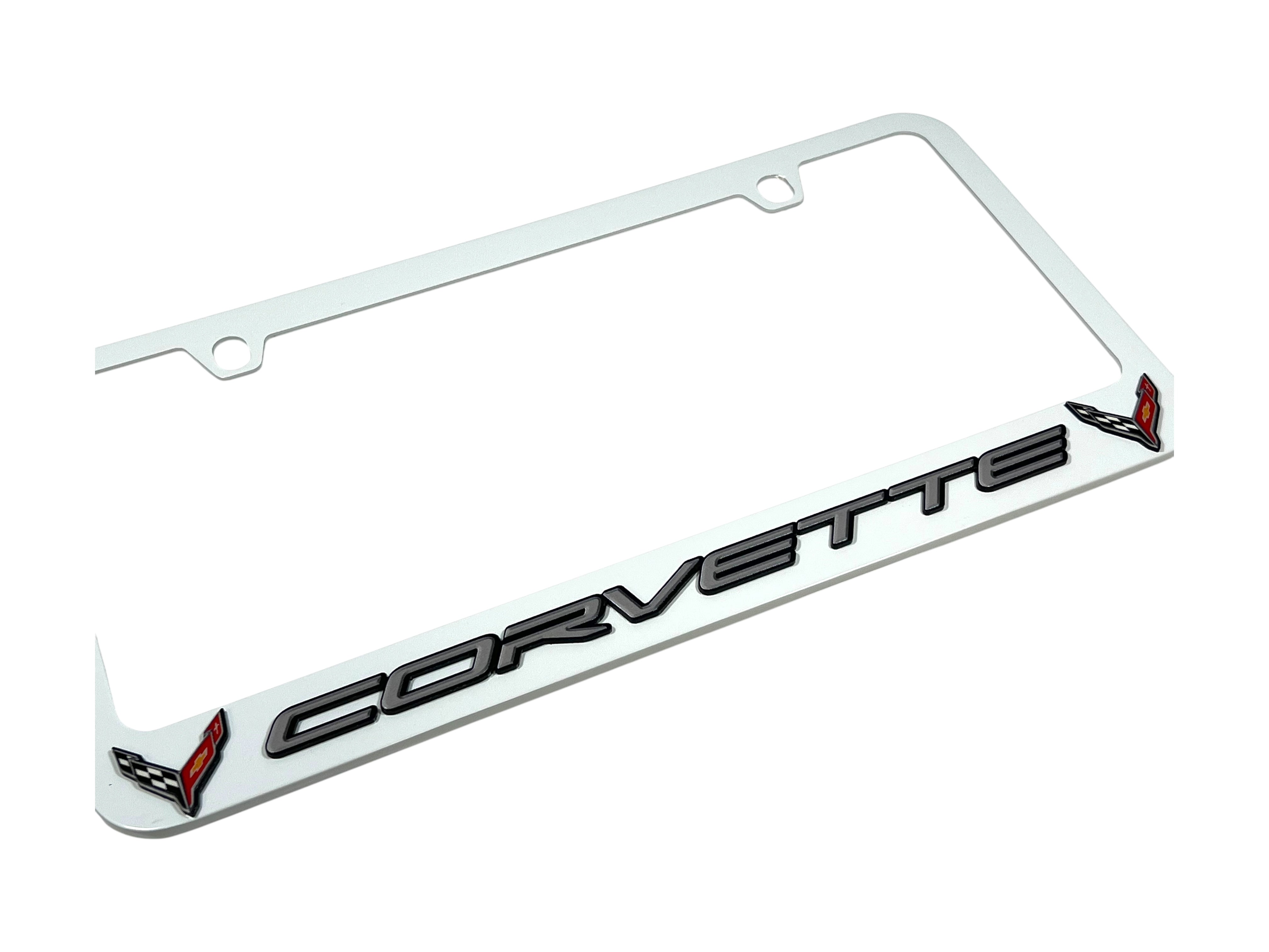 Chevrolet Corvette C8 White License Plate Frame