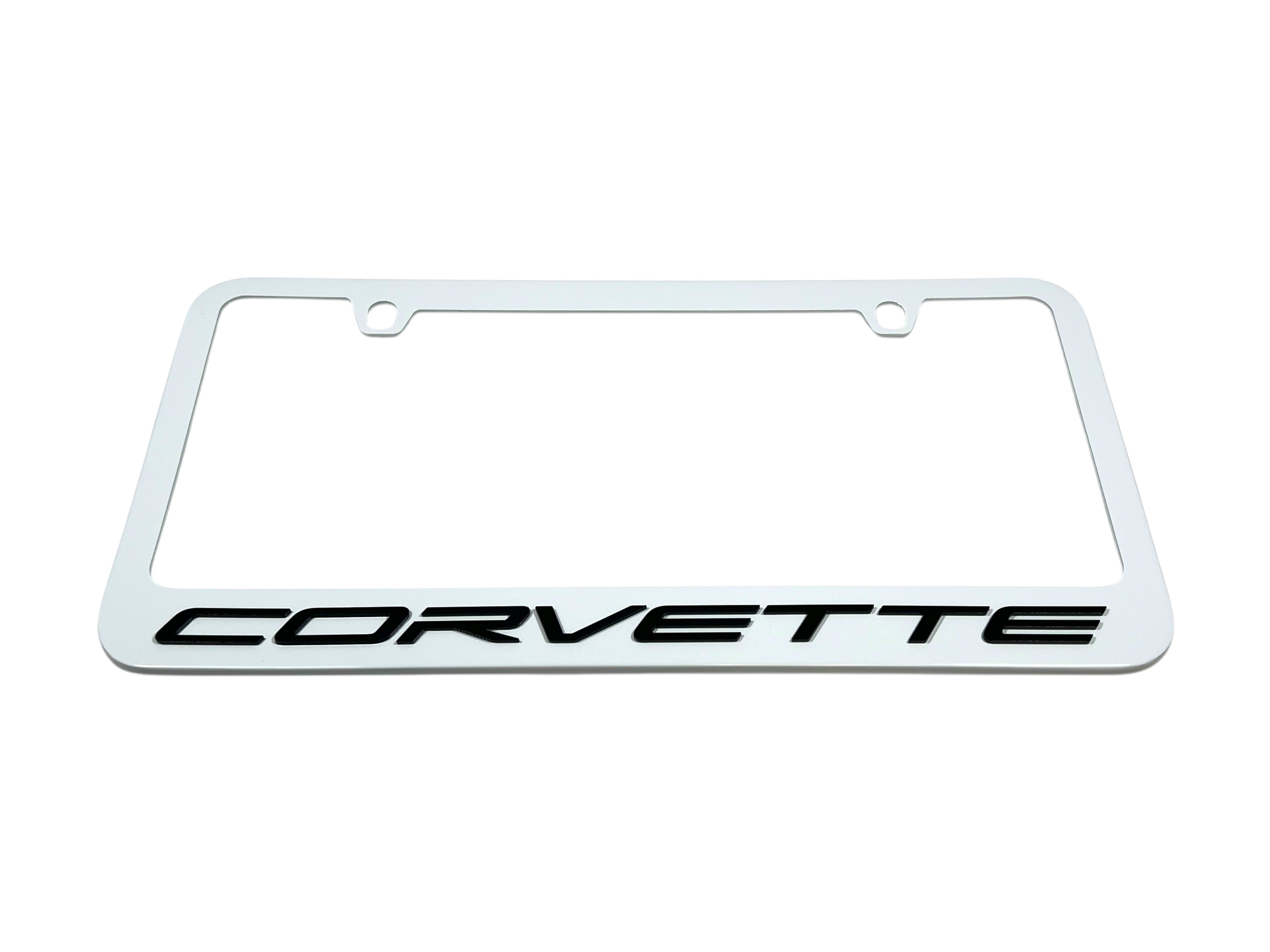 Chevrolet Corvette C8 White License Plate Frame