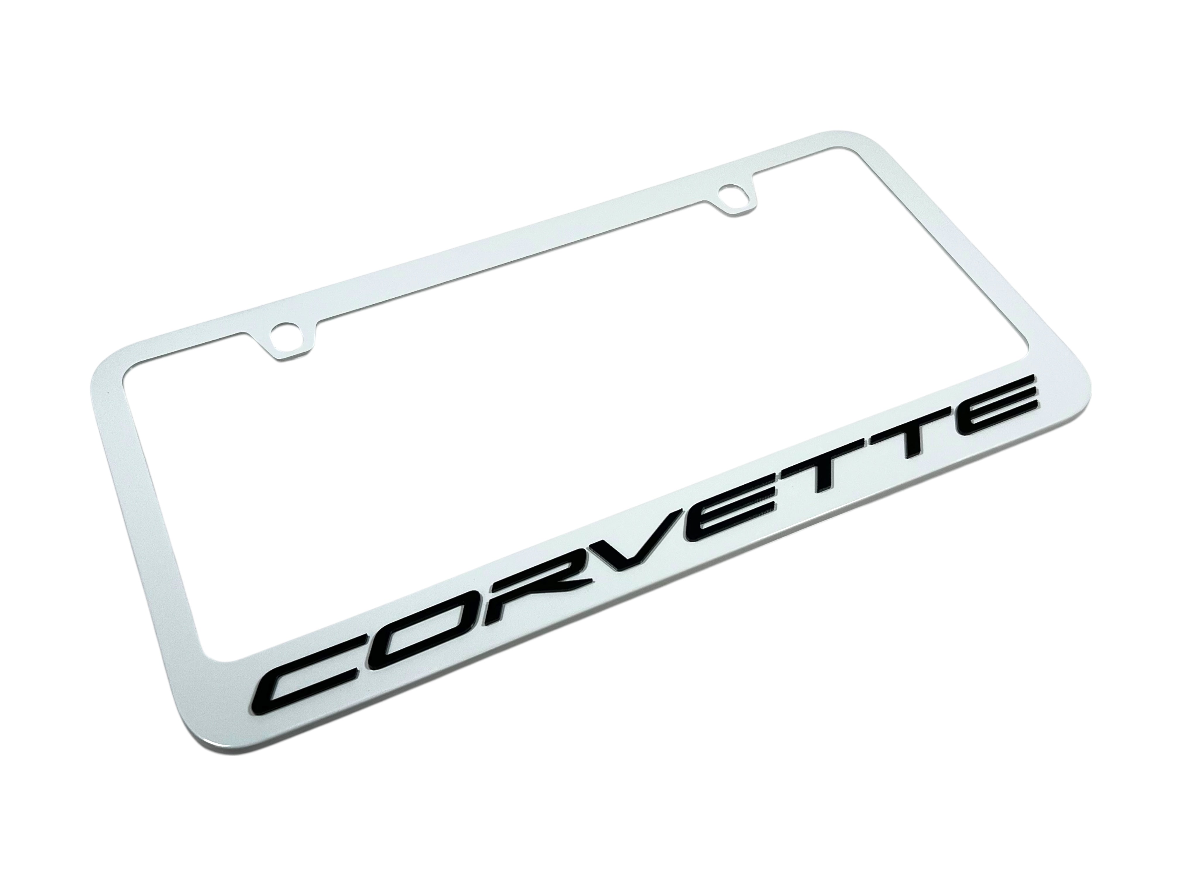 Chevrolet Corvette C8 White License Plate Frame