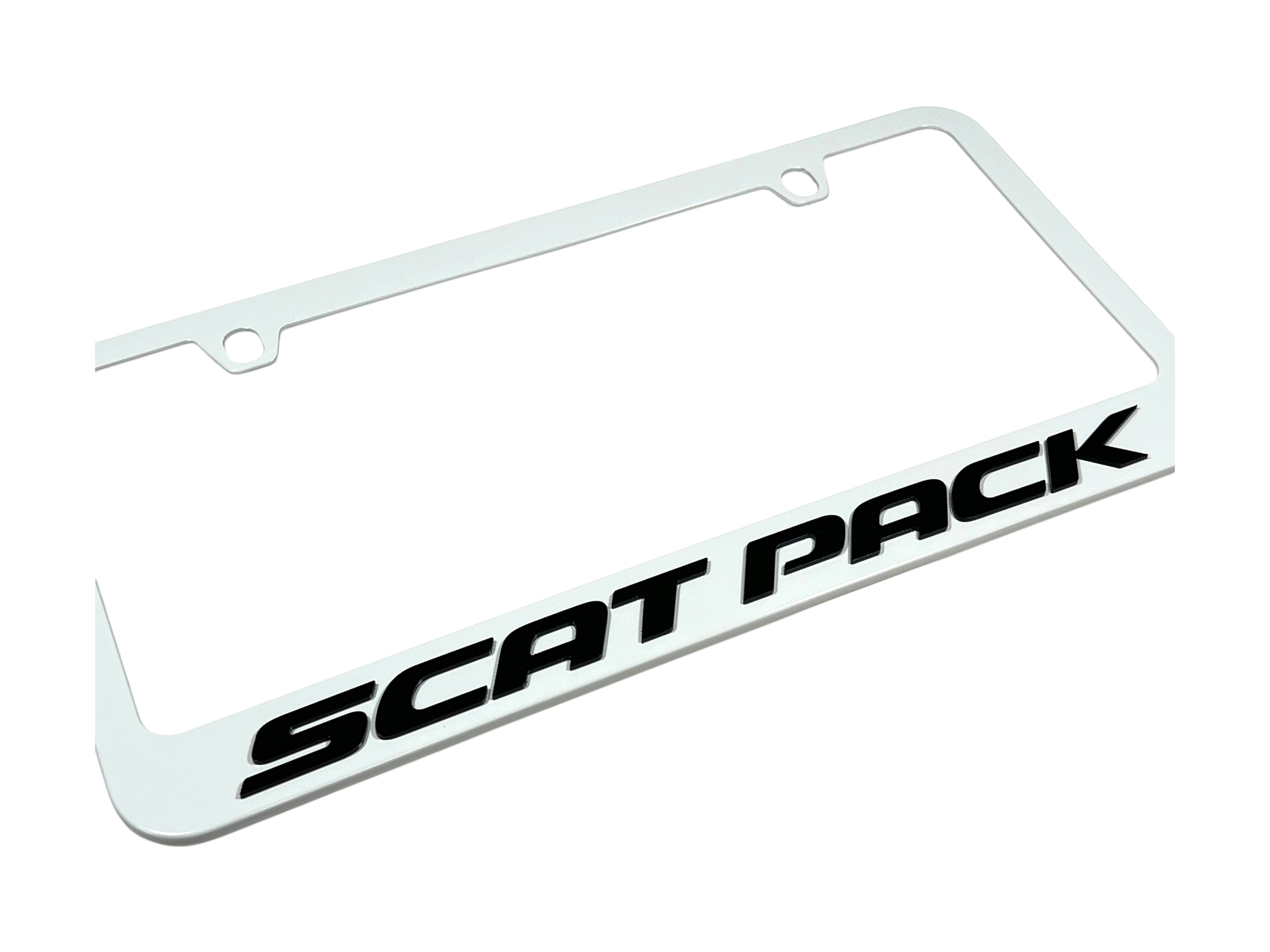 Dodge Scat Pack White License Plate Frame