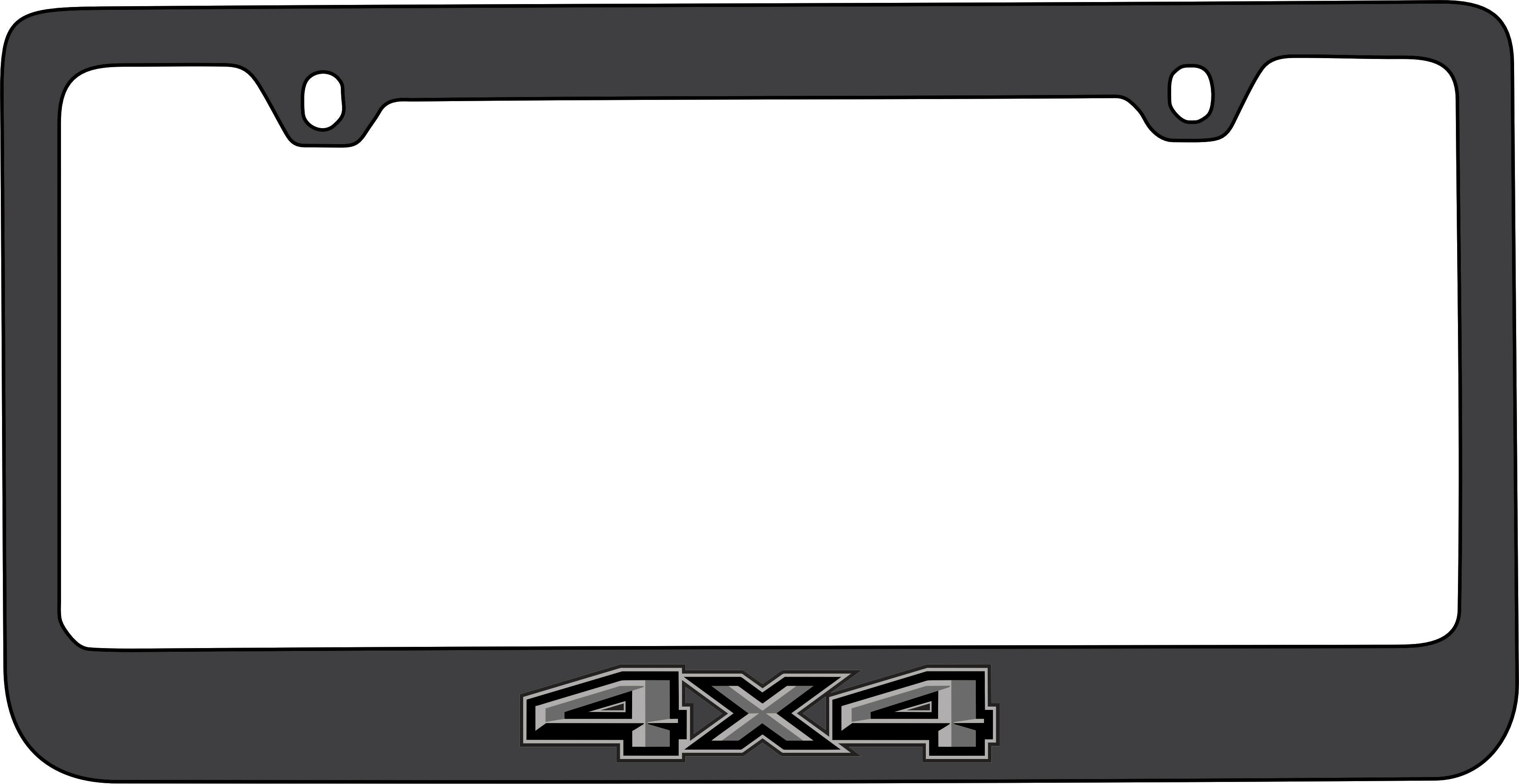 Ford 4X4 Blacked Out Black License Plate Frame