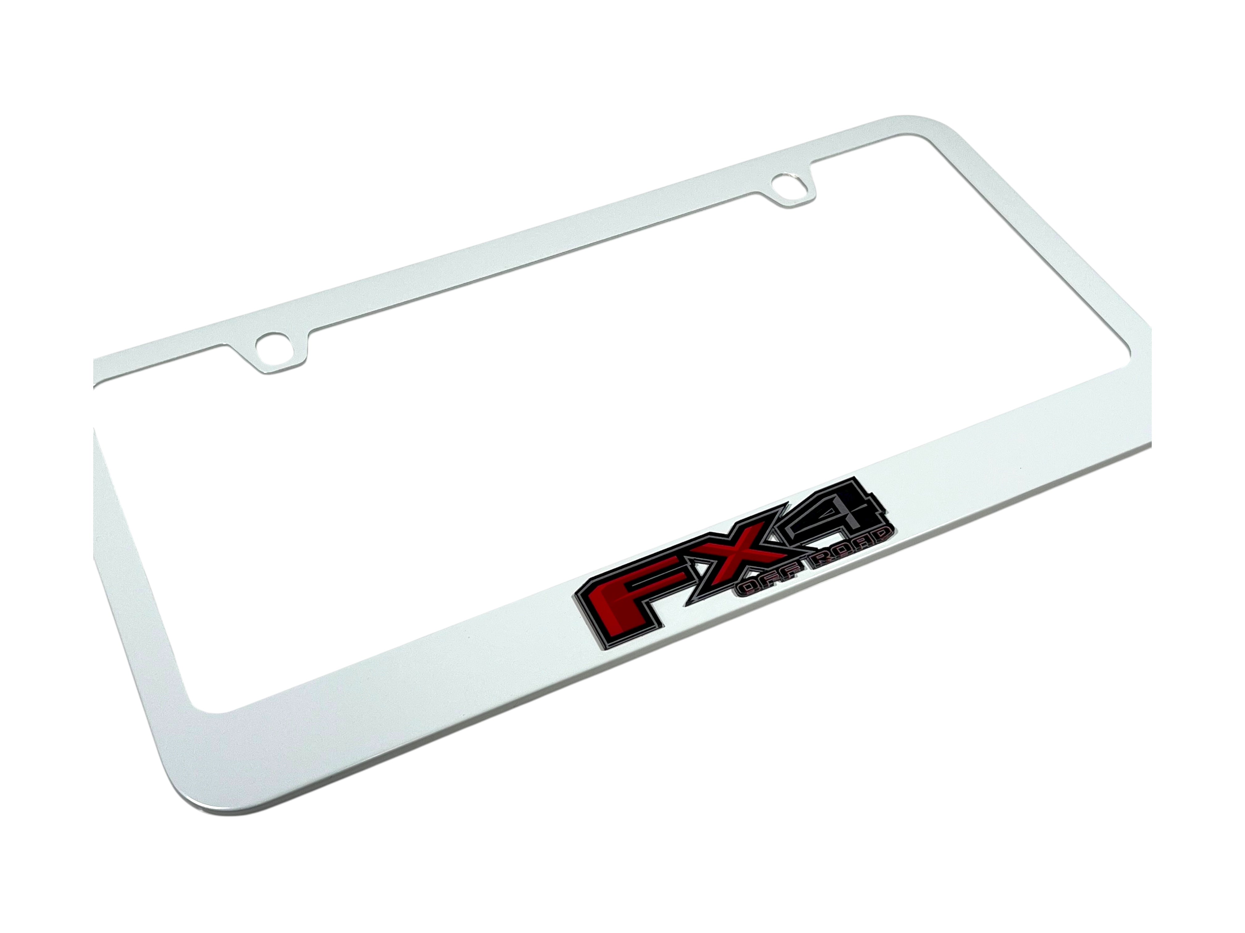 Ford FX4 White License Plate Frame
