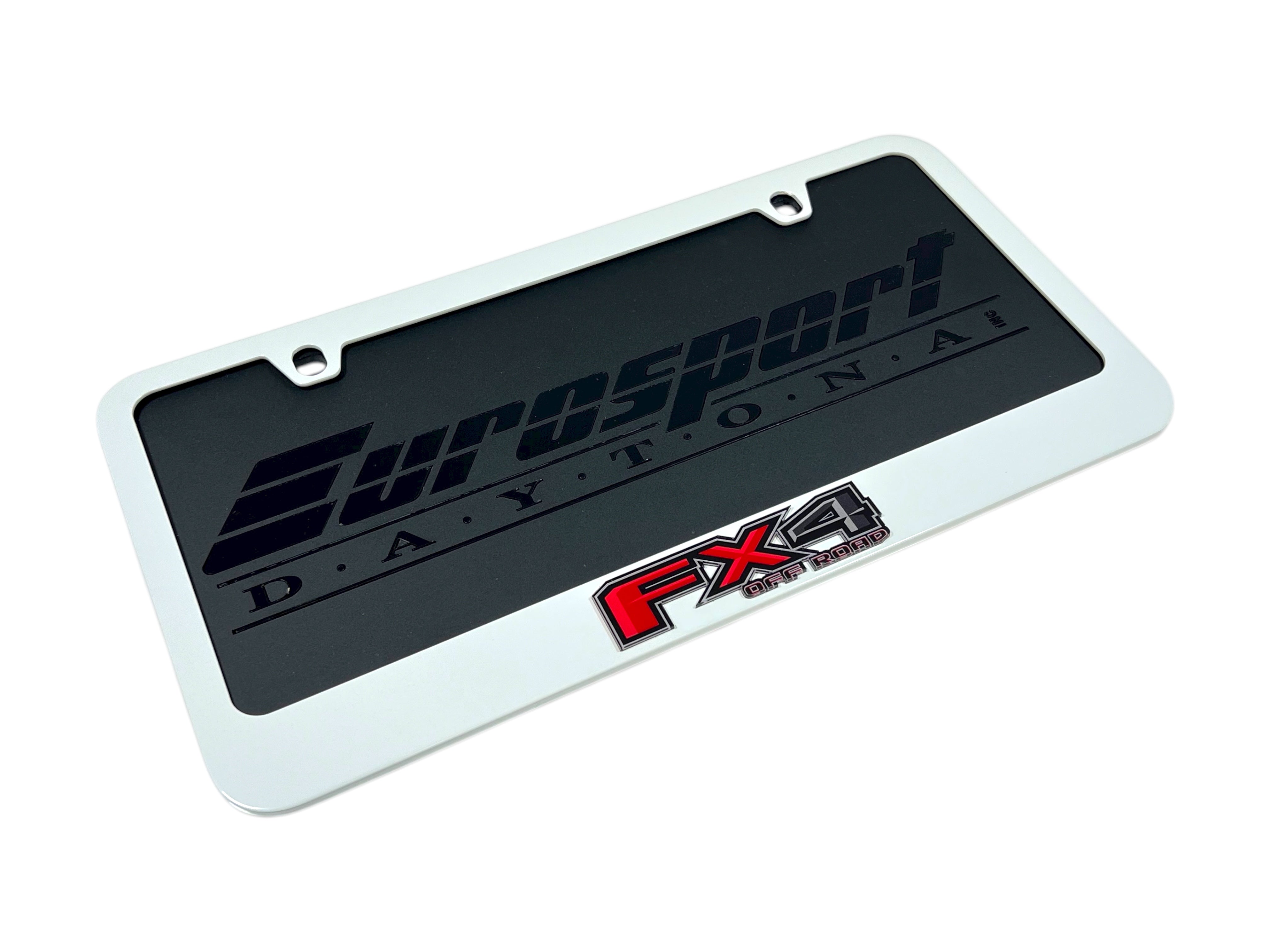 Ford FX4 White License Plate Frame