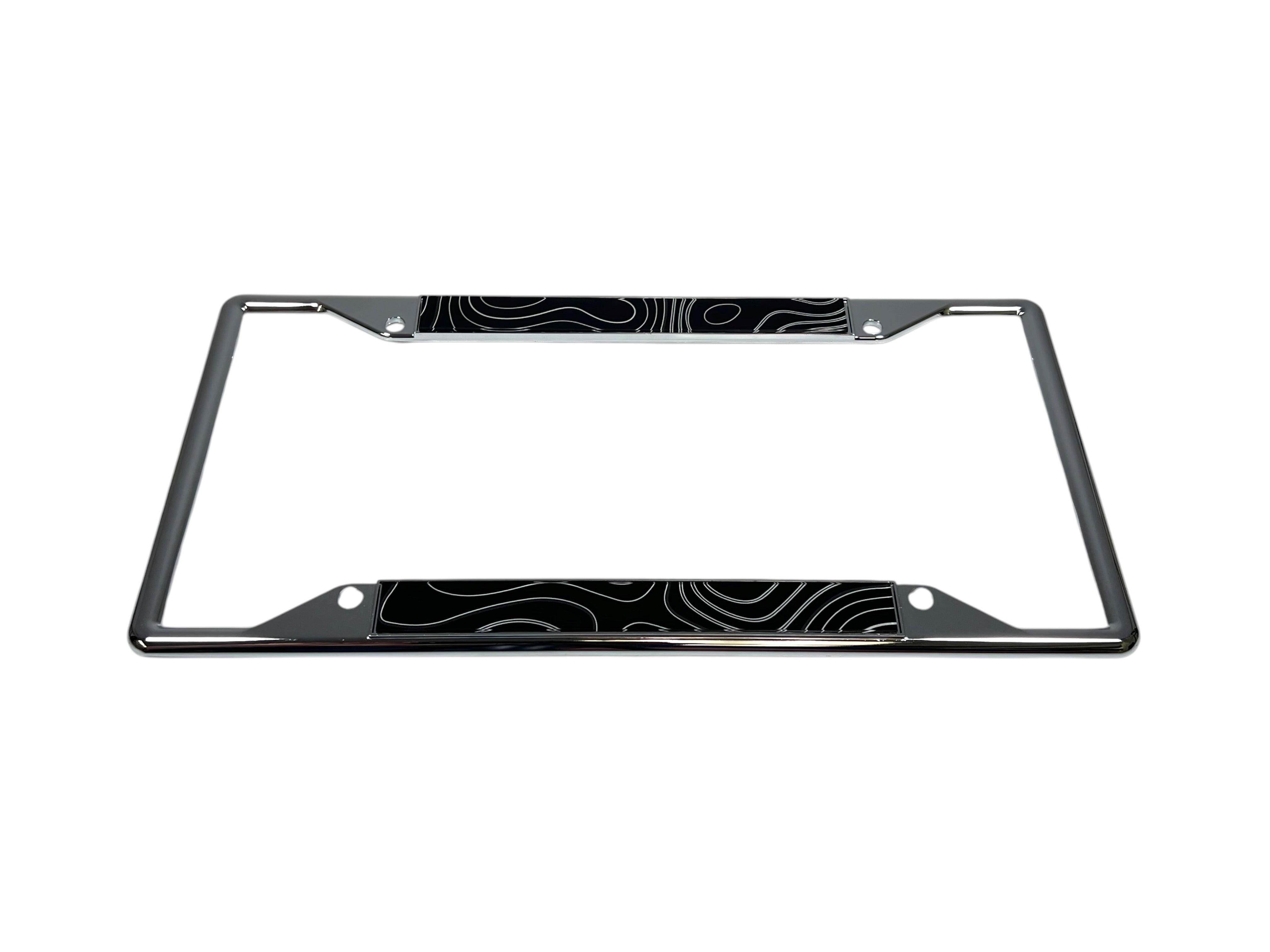 Topographic Map Chrome License Plate Frame