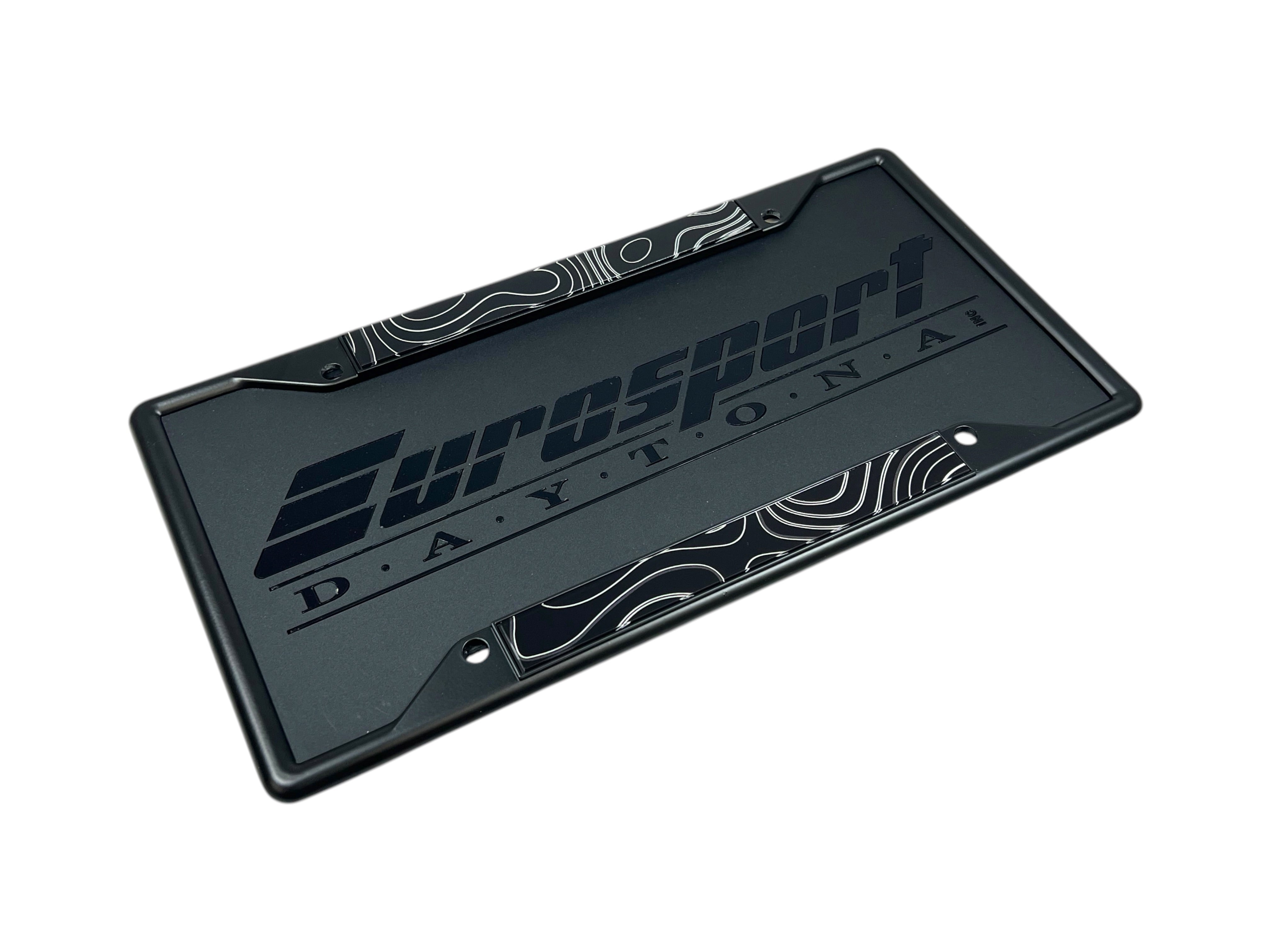 Topographic Map Black License Plate Frame