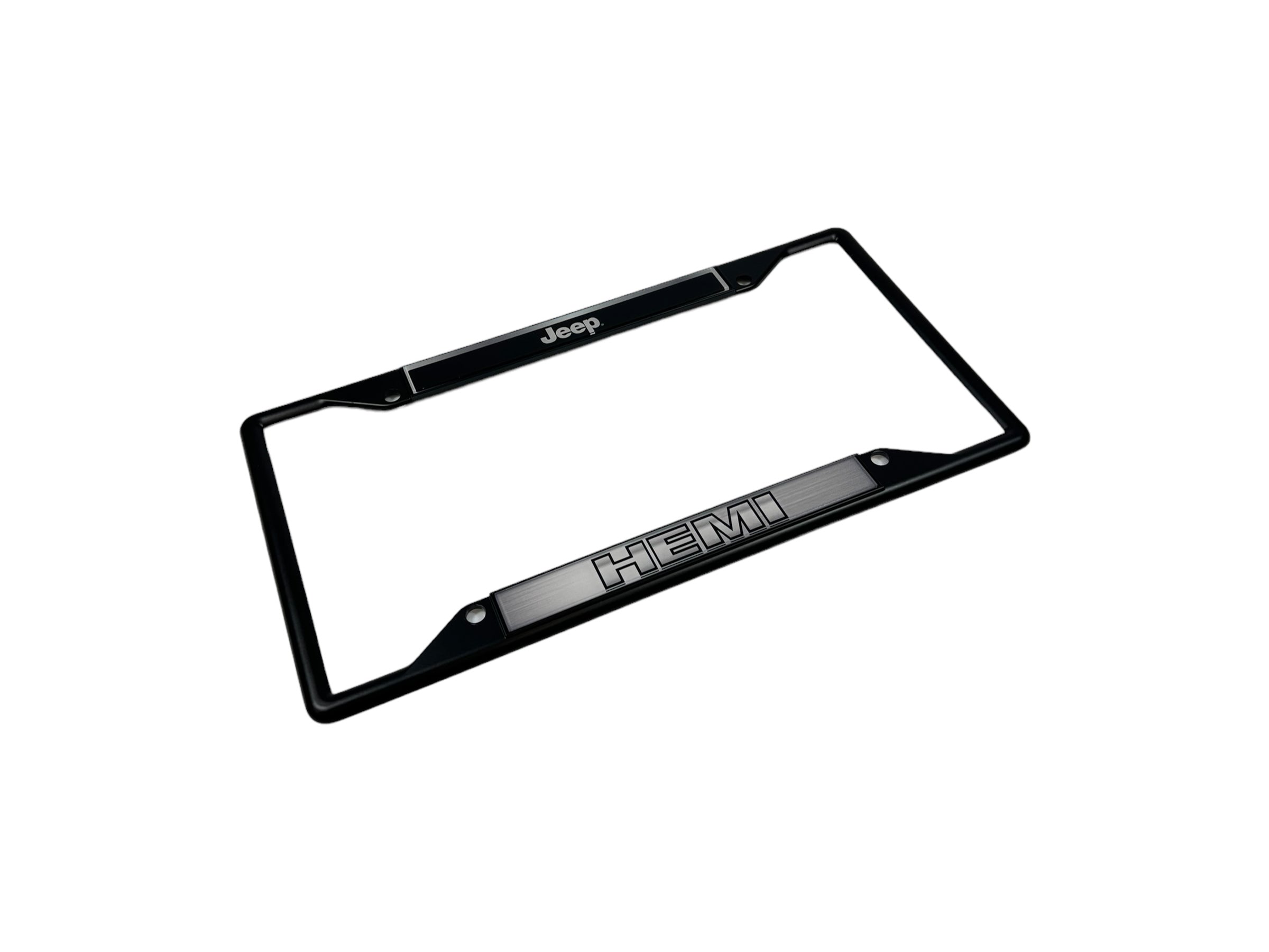 Black License Plate Frame With Stainless Steel Jeep Emblem – Grand Cherokee