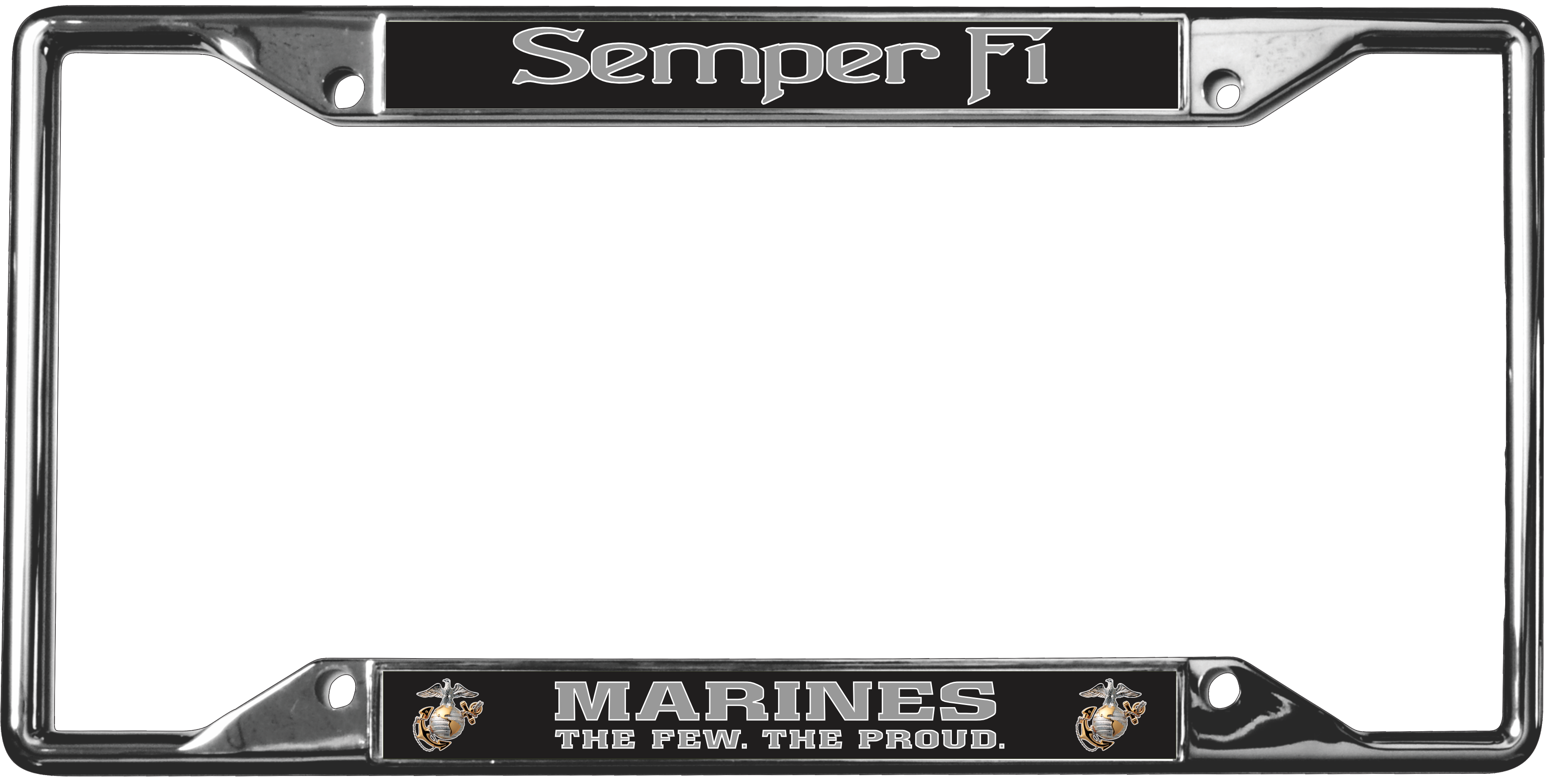 USMC Semper Fi Marines The Few The Proud Chrome License Plate Frame