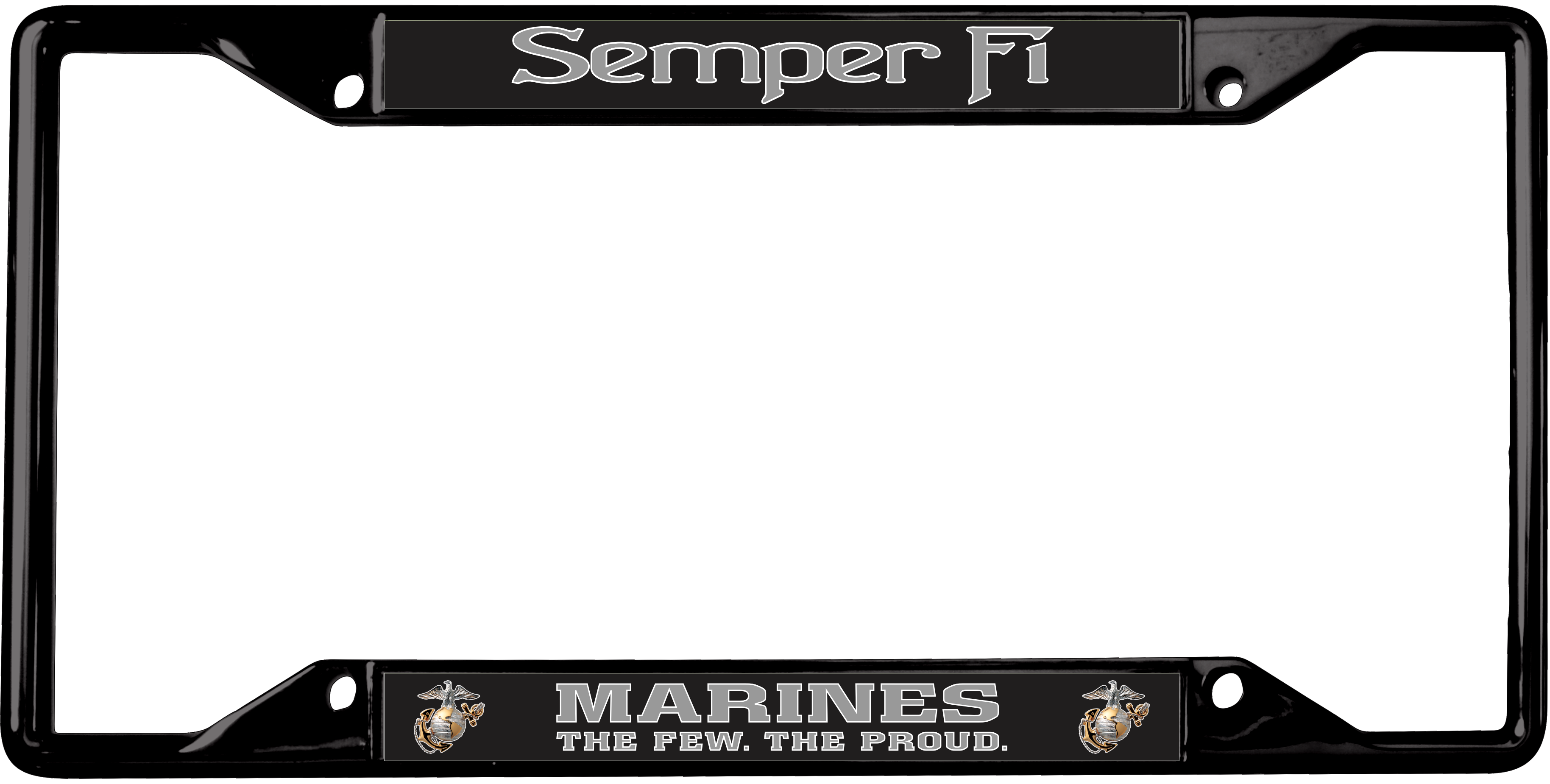USMC Semper Fi Marines The Few The Proud Black License Plate Frame