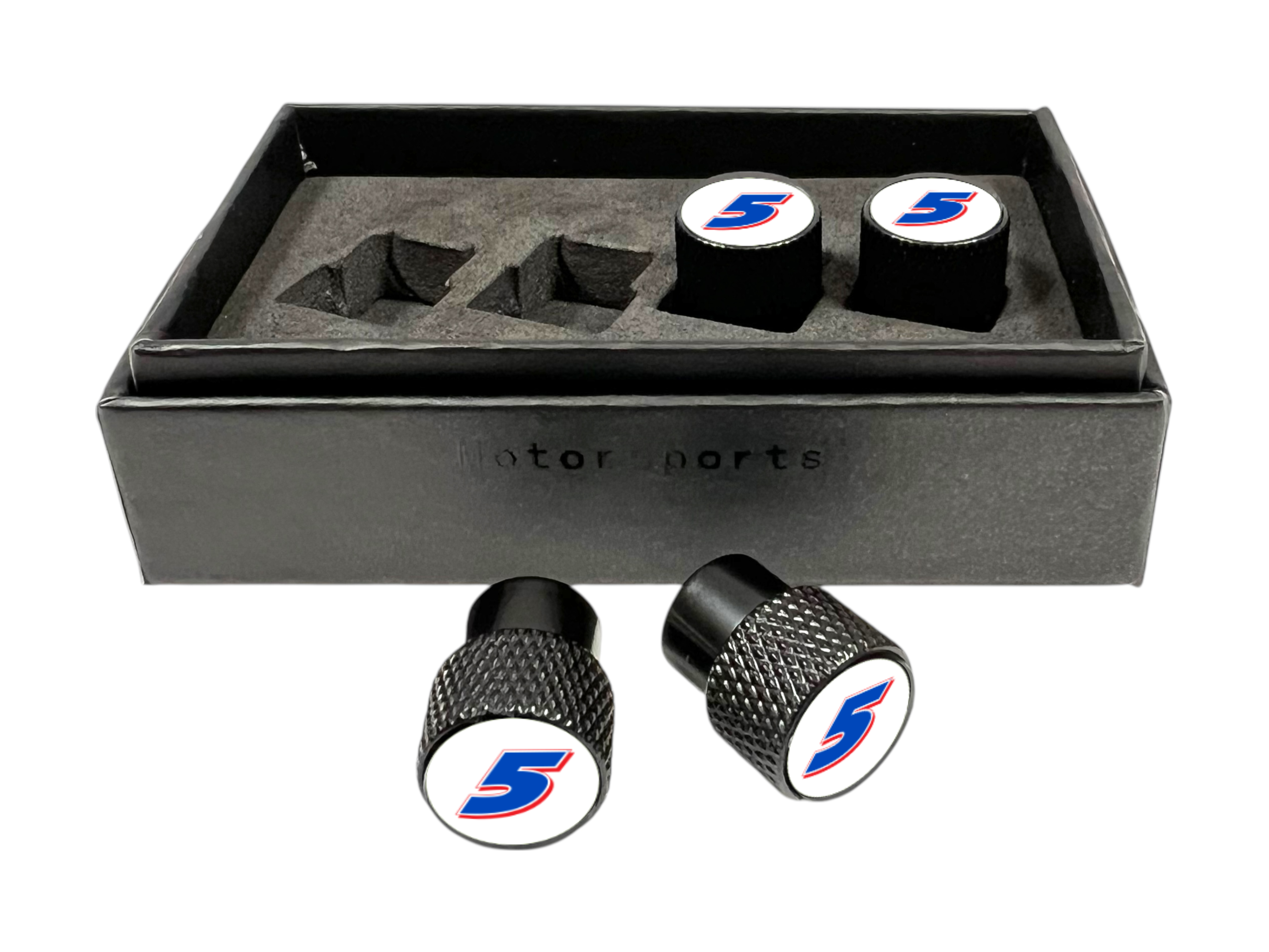 Kyle Larson Hendrickcars.com # Only Black Knurled Valve Stem Caps