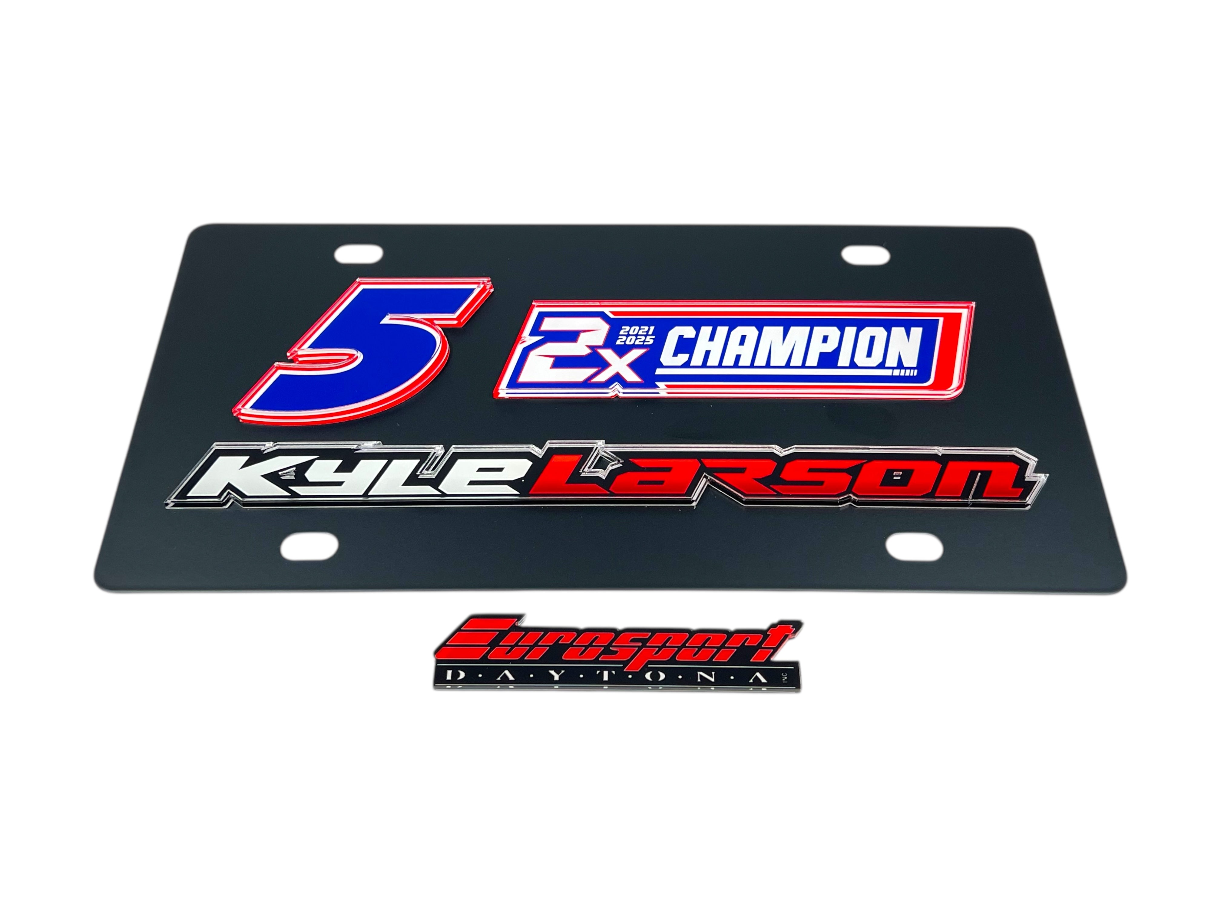 Kyle Larson 2X Champion Carbon Steel License Plate