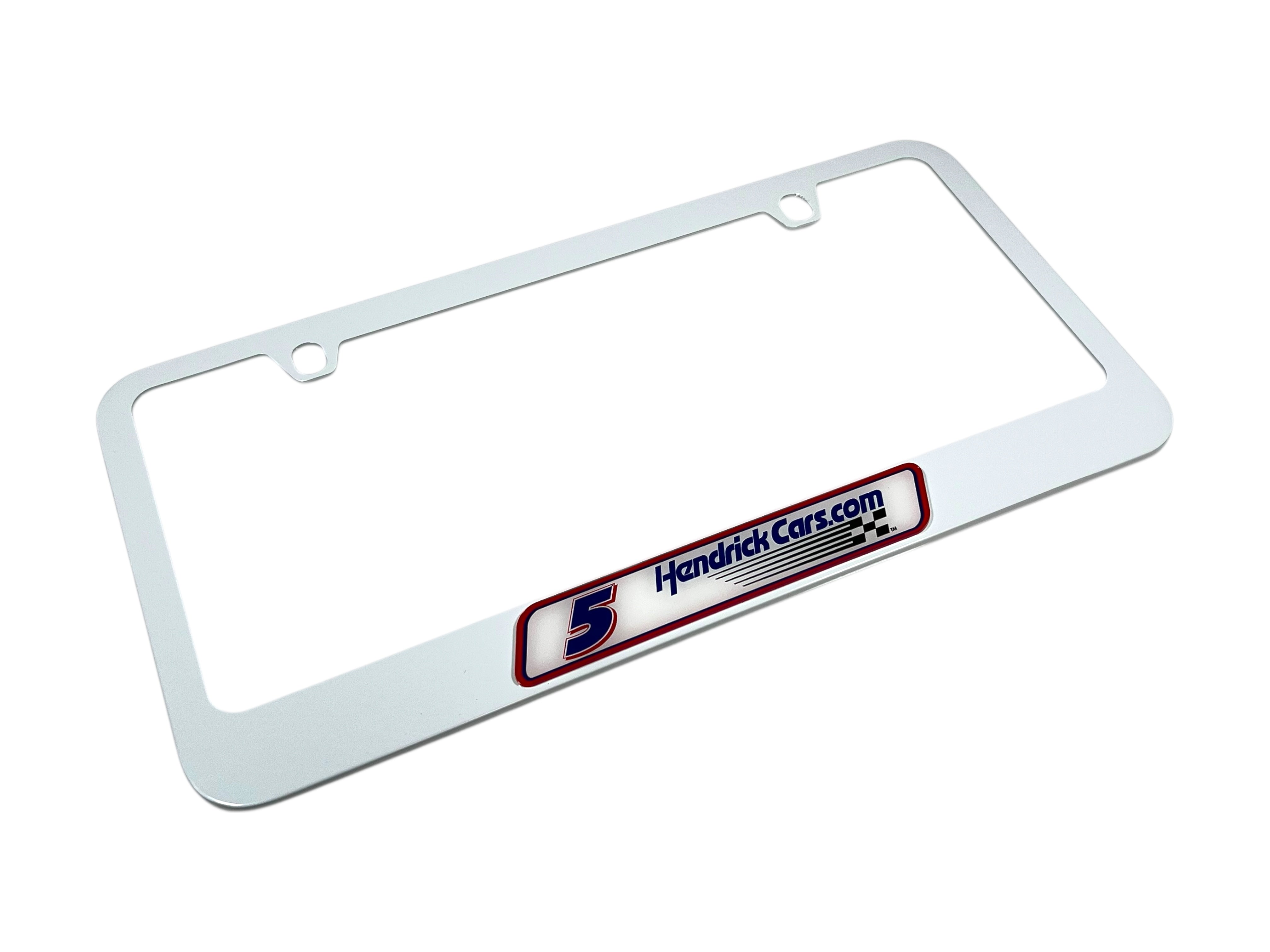 Kyle Larson Hendrickcars.com # & Sponsor White License Plate Frame