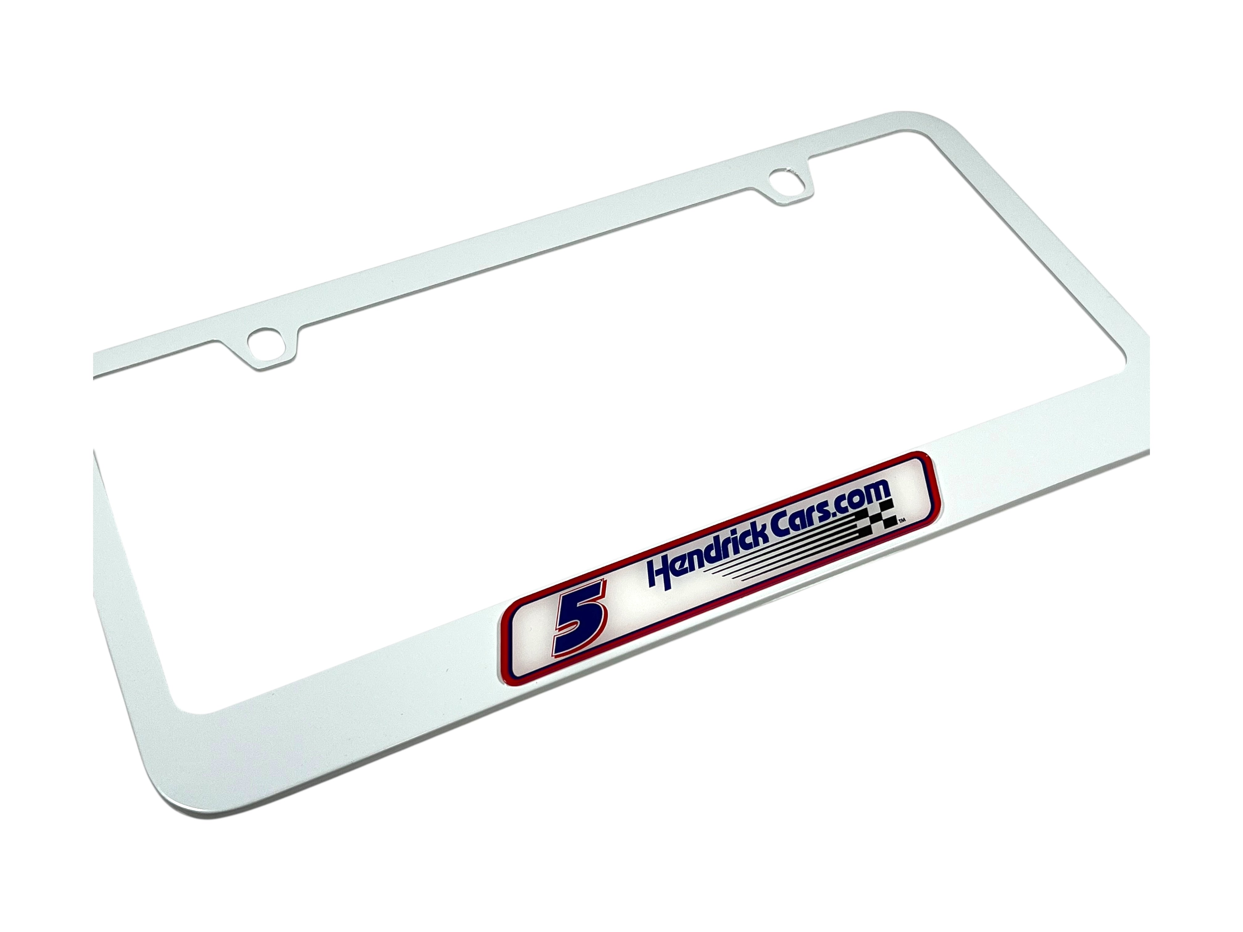 Kyle Larson Hendrickcars.com # & Sponsor White License Plate Frame