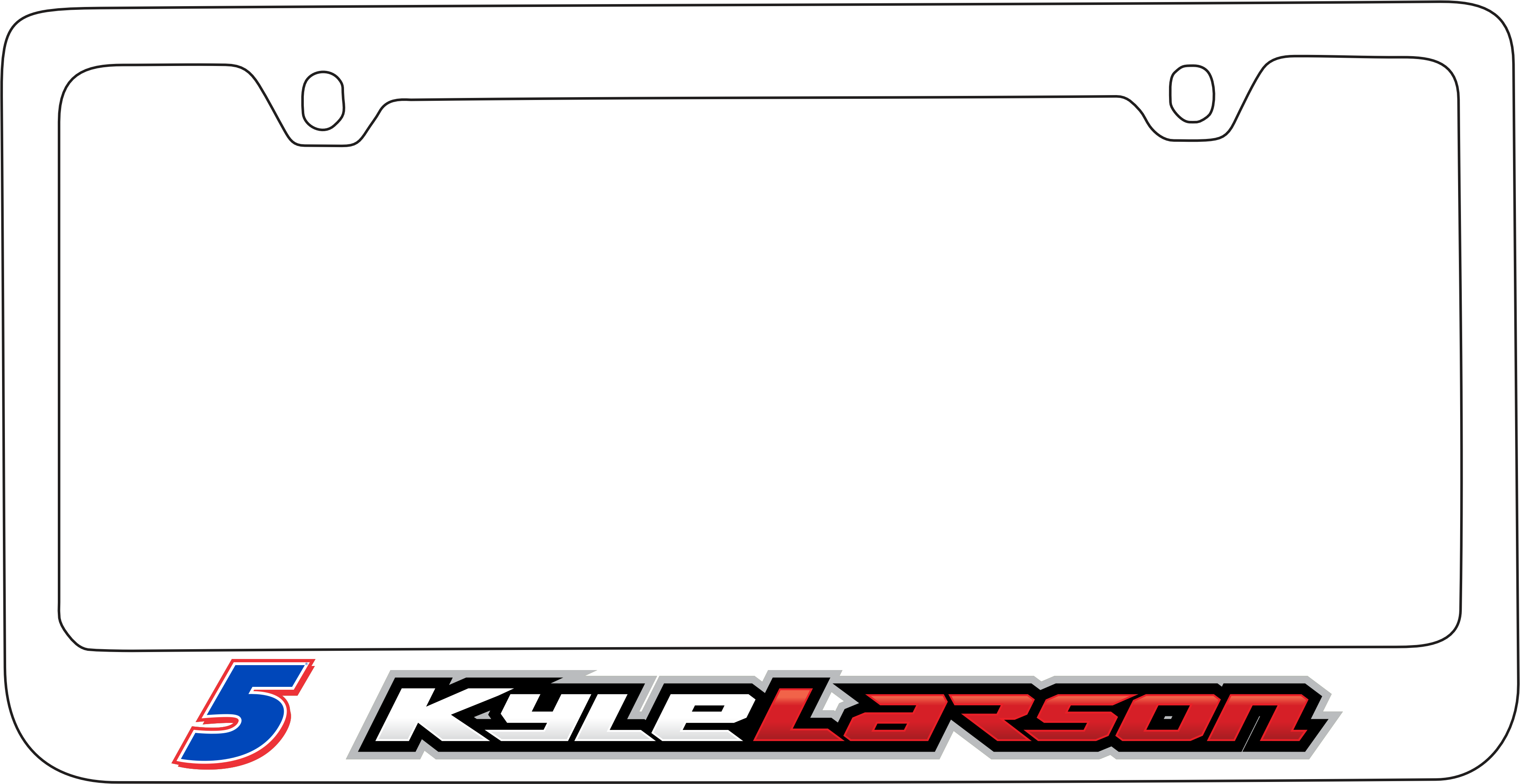 Kyle Larson Hendrickcars.com # & Name Rail White License Plate Frame