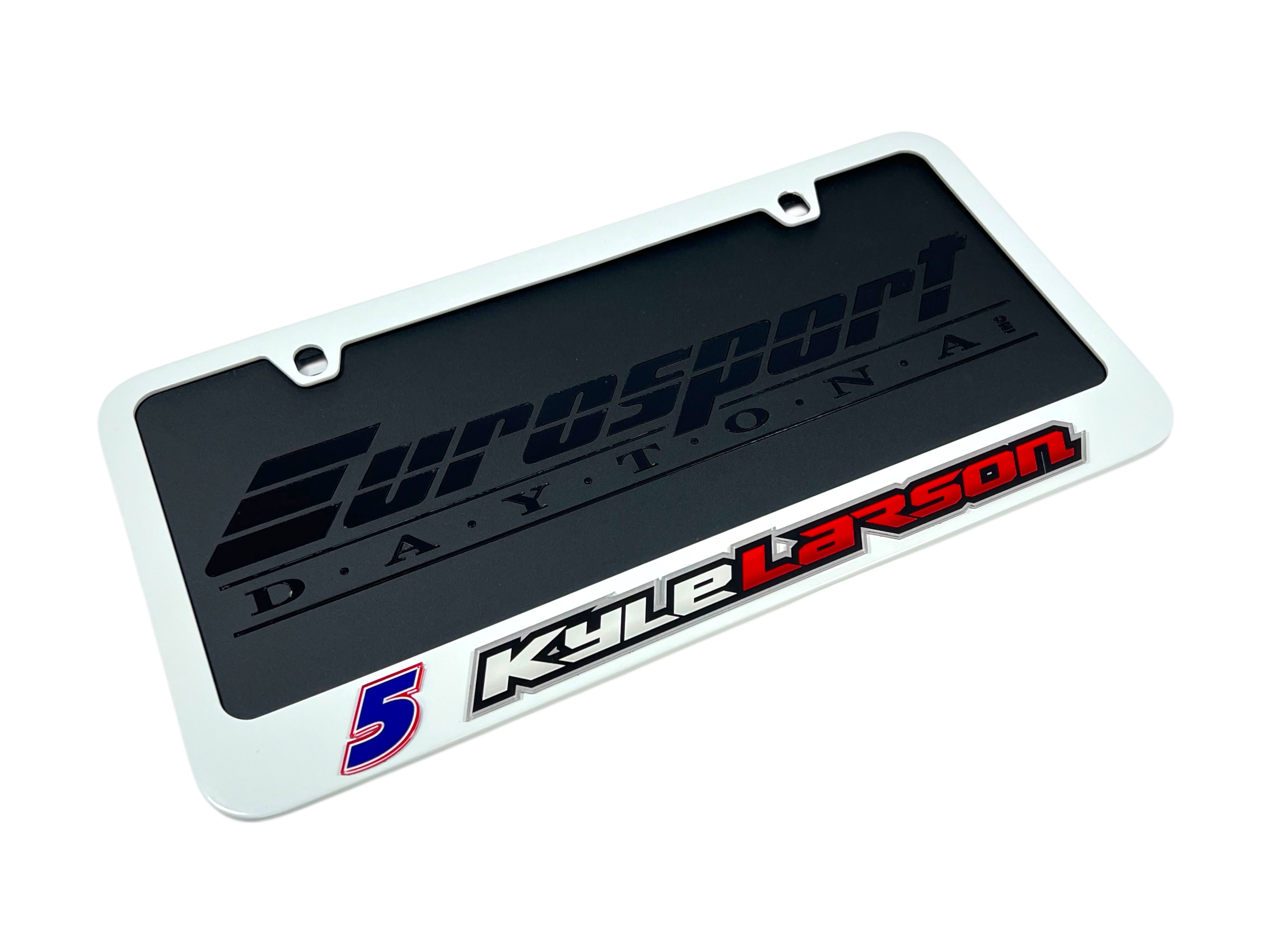 Kyle Larson Hendrickcars.com # & Name Rail White License Plate Frame