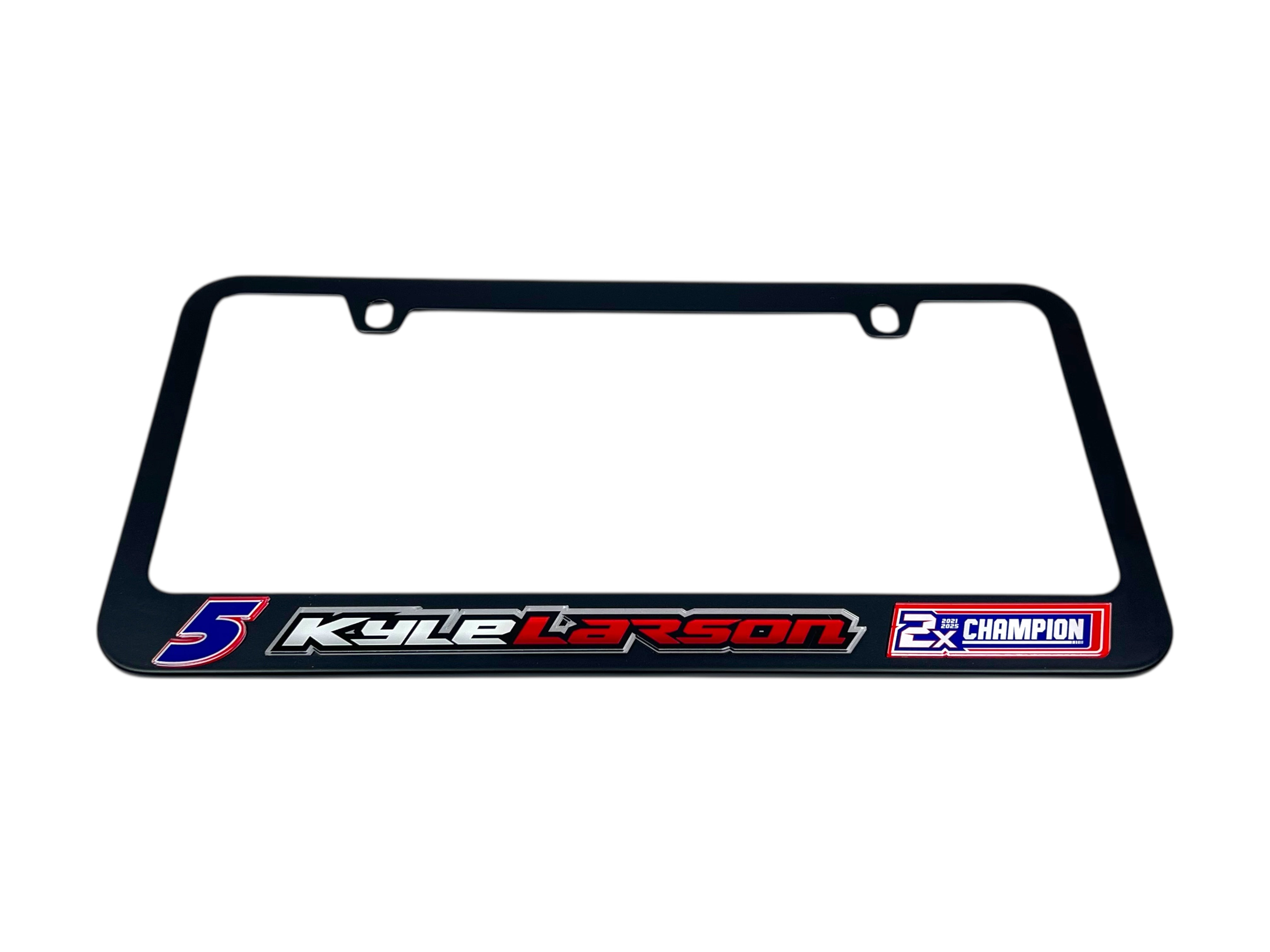 Kyle Larson 2X Champion Black License Plate Frame