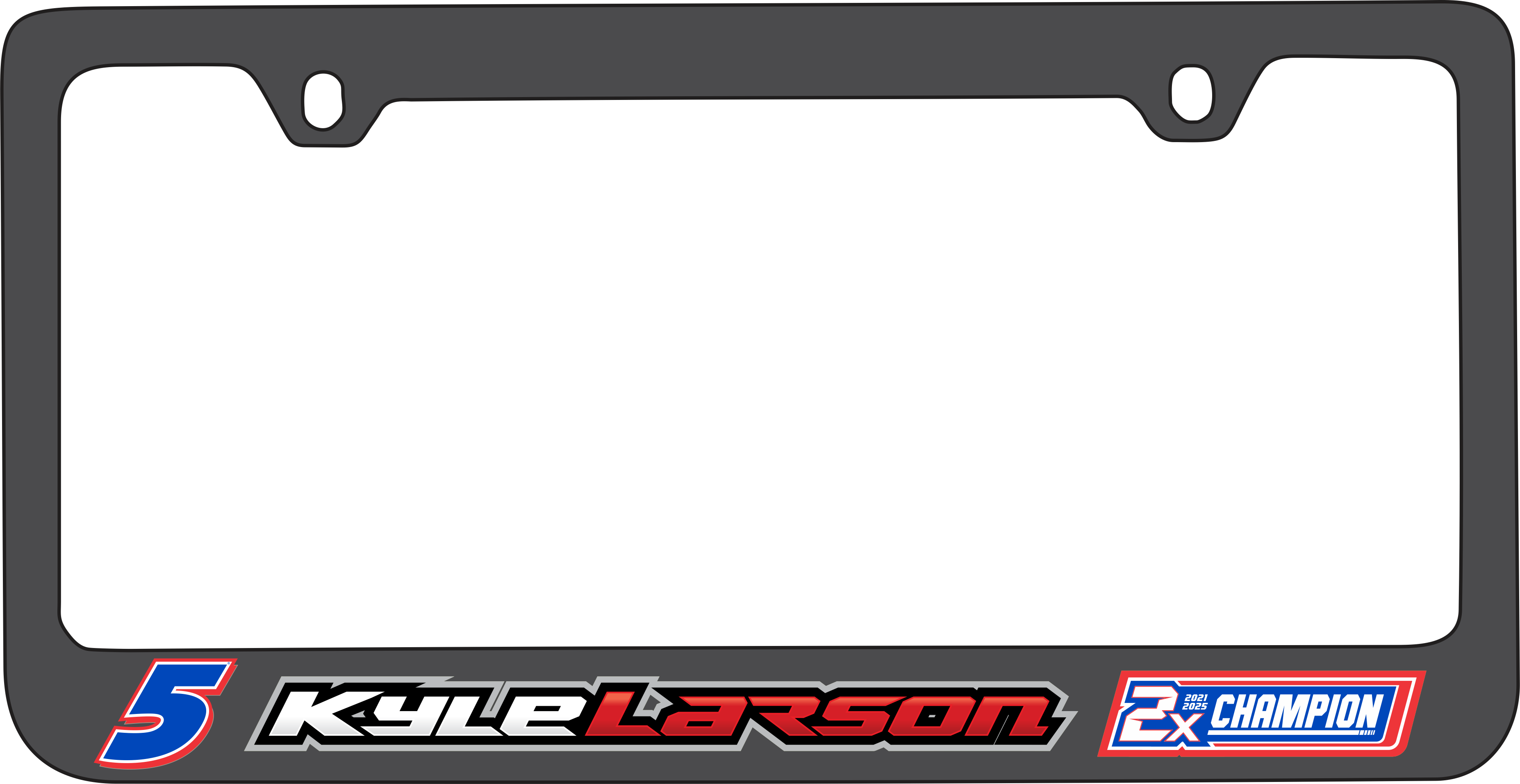 Kyle Larson 2X Champion Black License Plate Frame