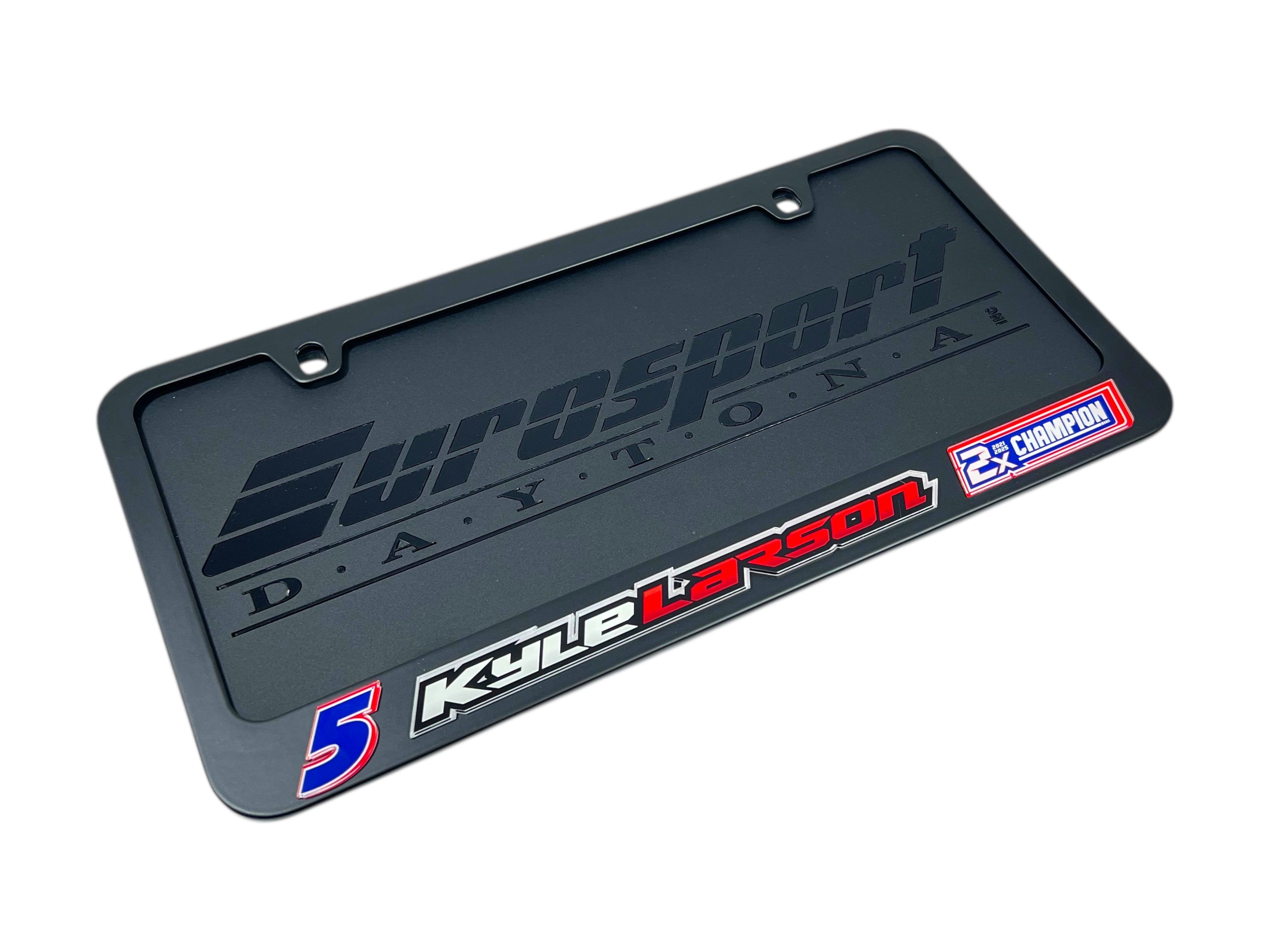 Kyle Larson 2X Champion Black License Plate Frame