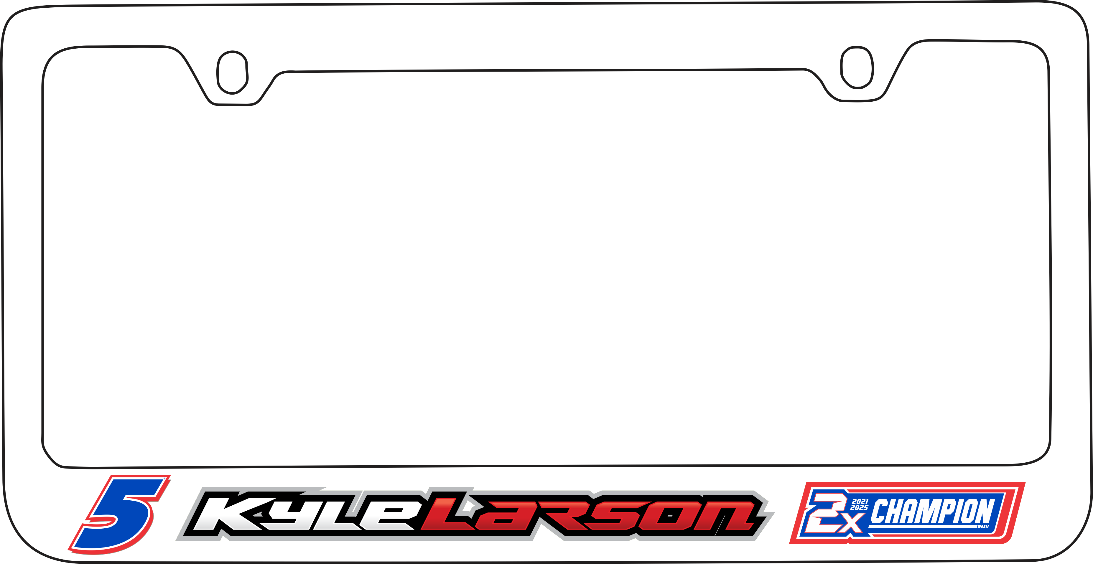 Kyle Larson 2X Champion White License Plate Frame