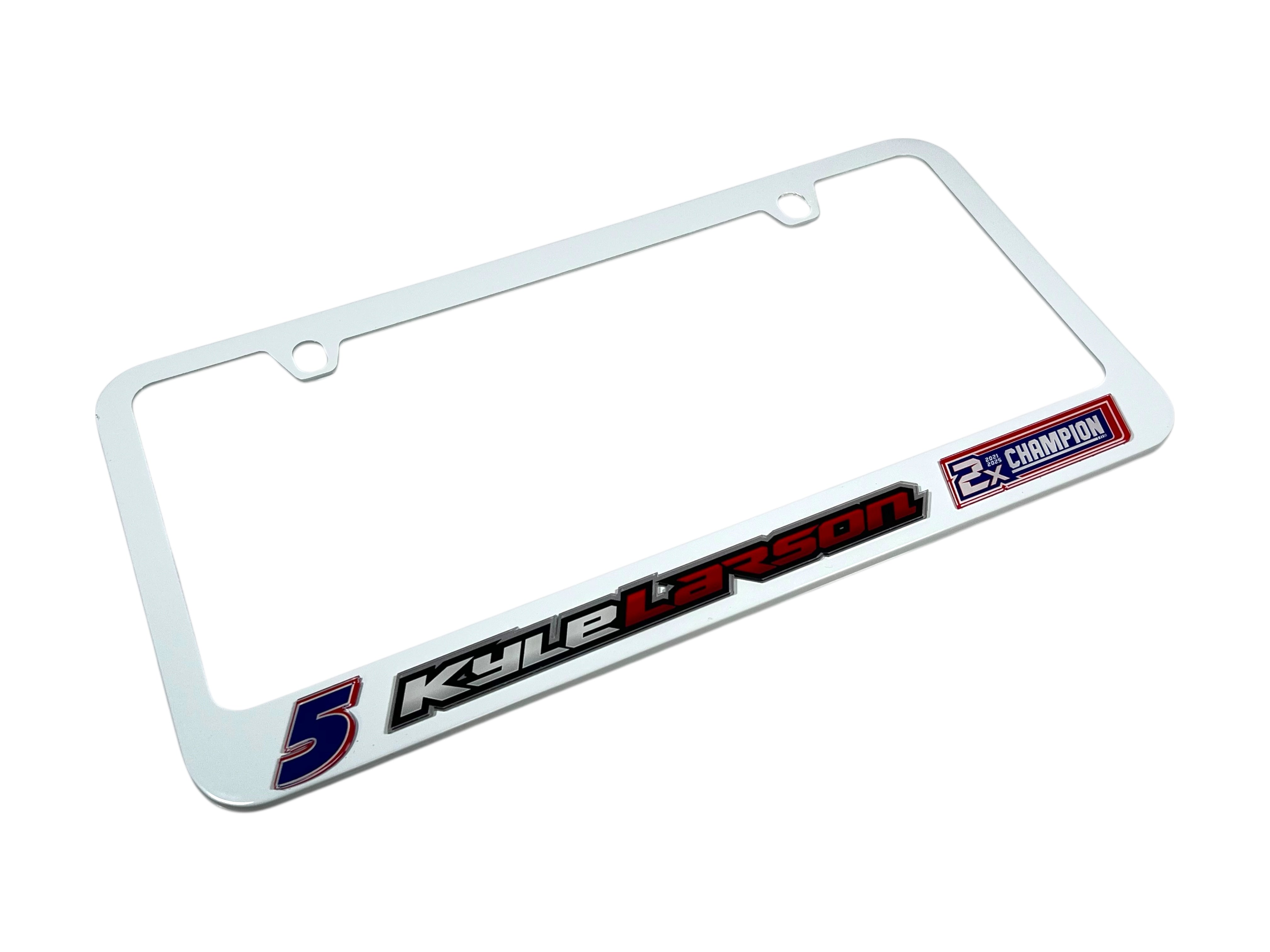 Kyle Larson 2X Champion White License Plate Frame