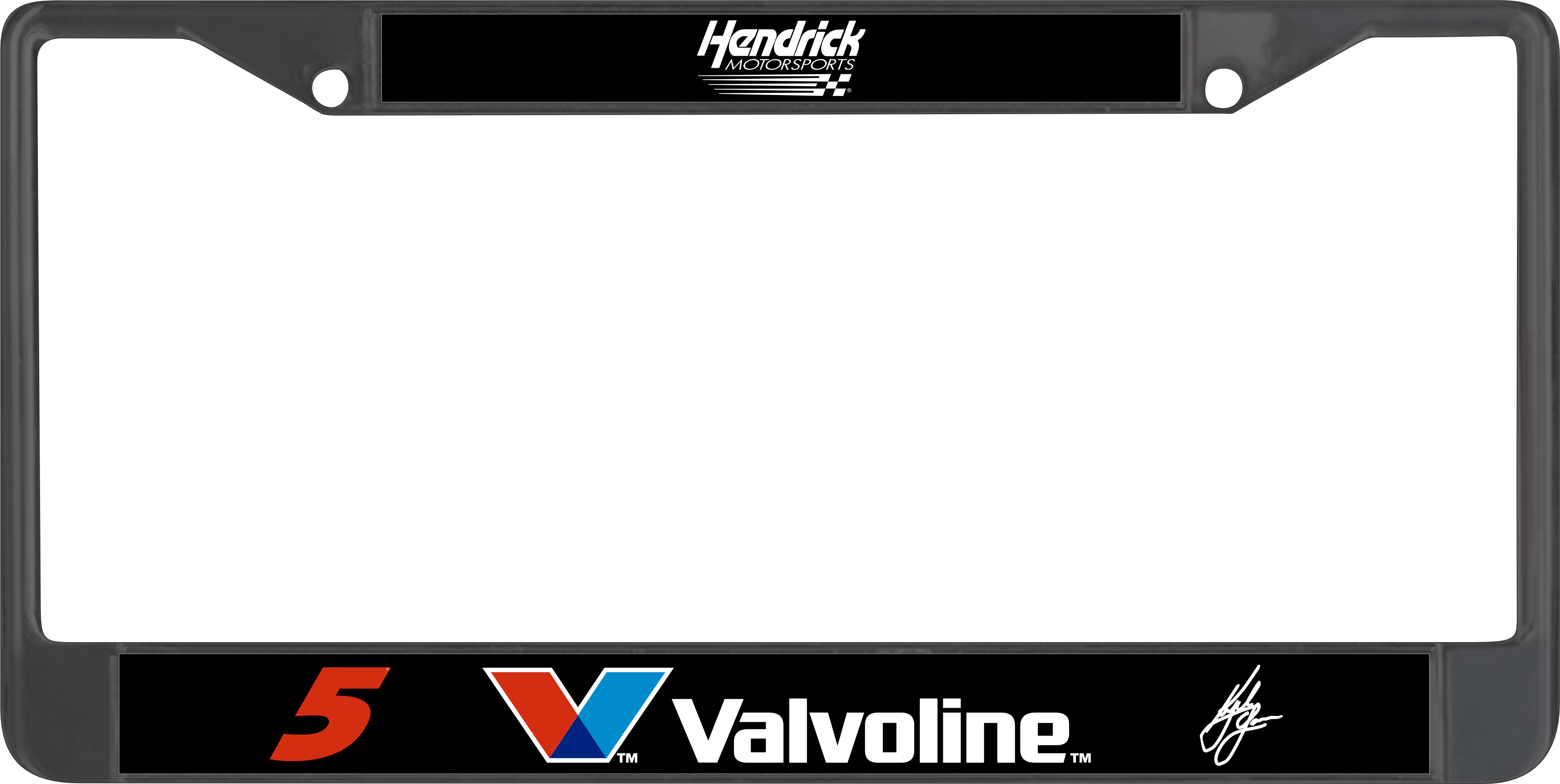 Kyle Larson Valvoline # & Sponsor Black License Plate Frame