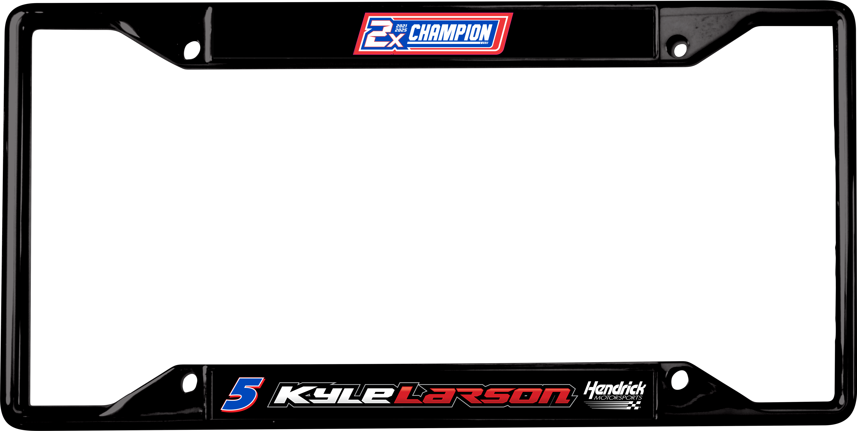 Kyle Larson 2X Champion Black License Plate Frame