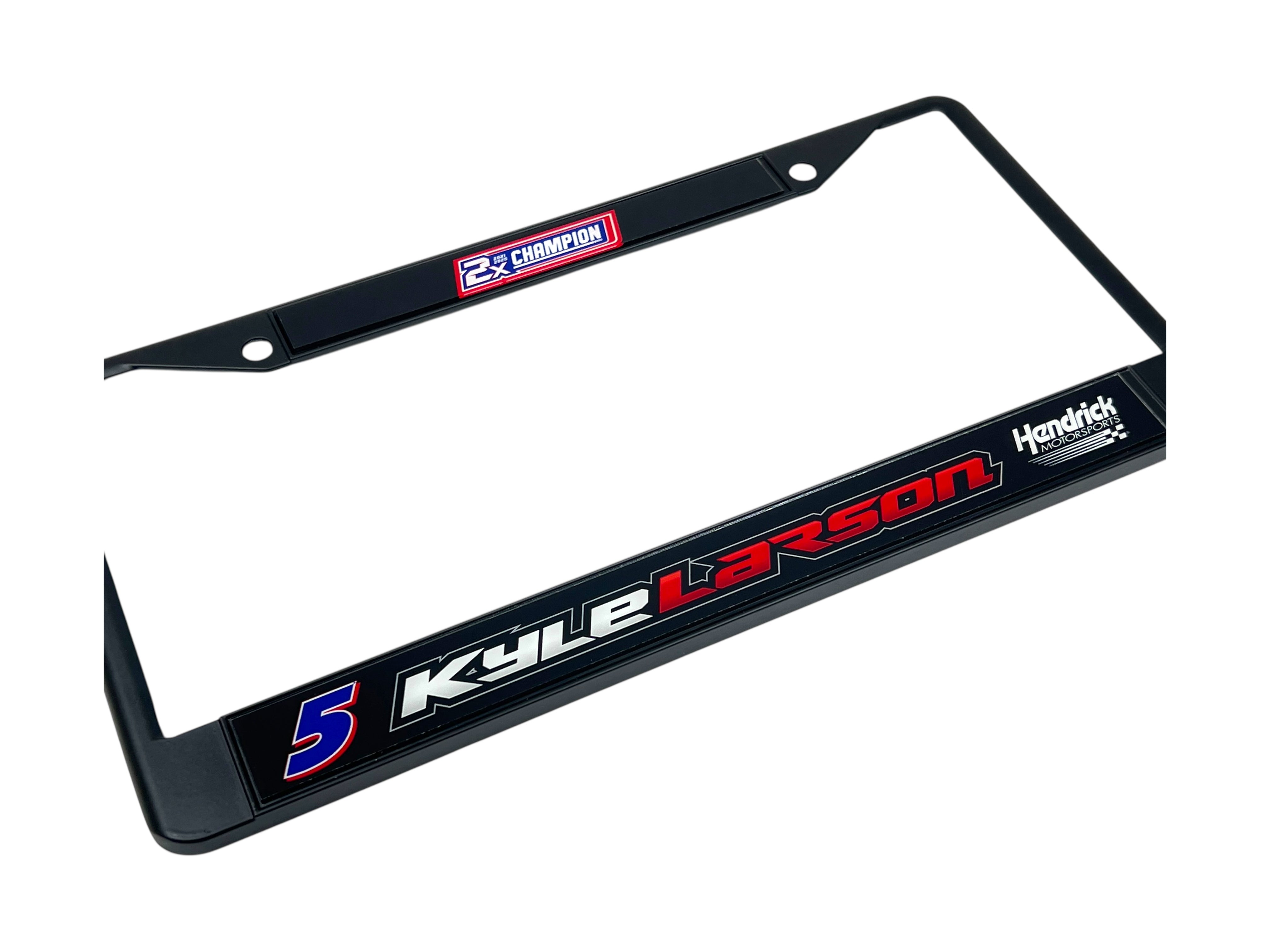 Kyle Larson 2X Champion Black License Plate Frame