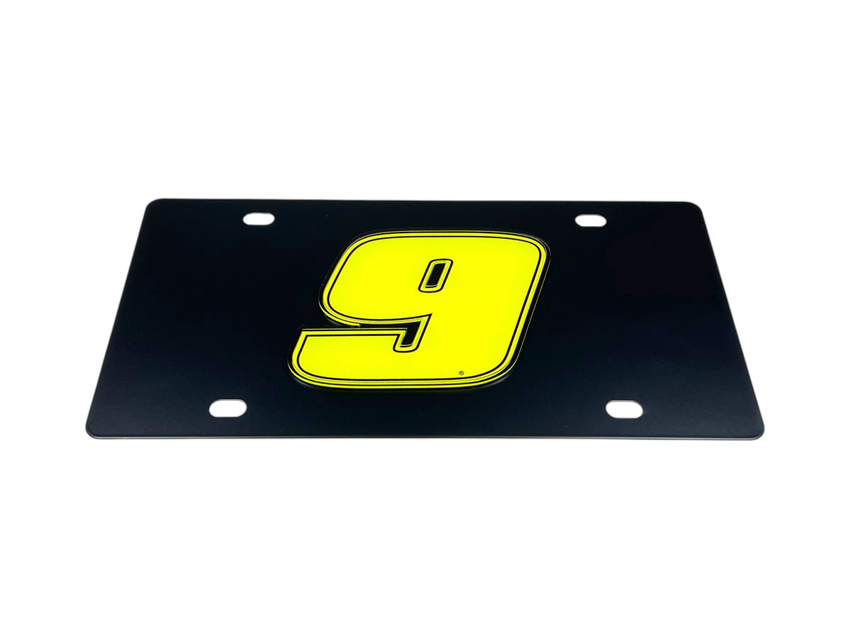 Chase Elliott Fluorescent #9 Carbon Steel License Plate