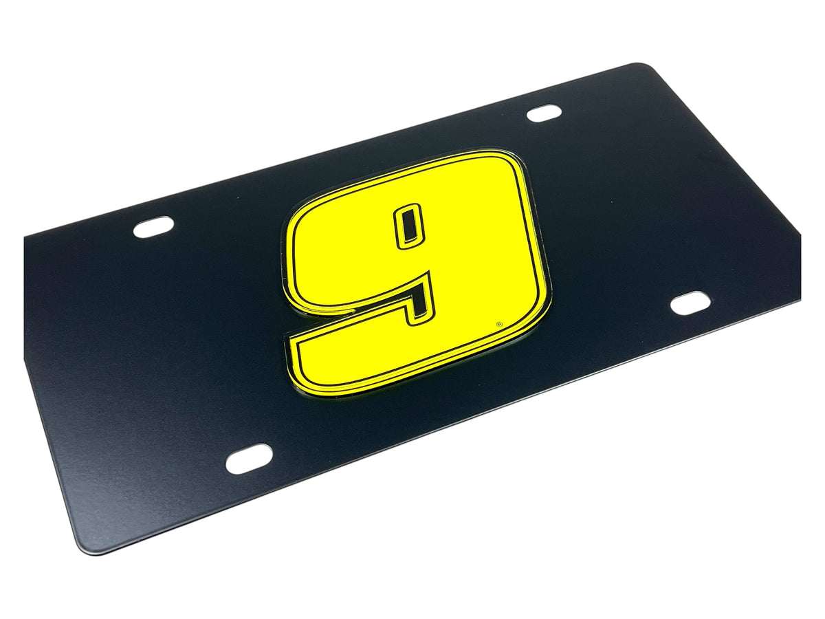 Chase Elliott Fluorescent #9 Carbon Steel License Plate