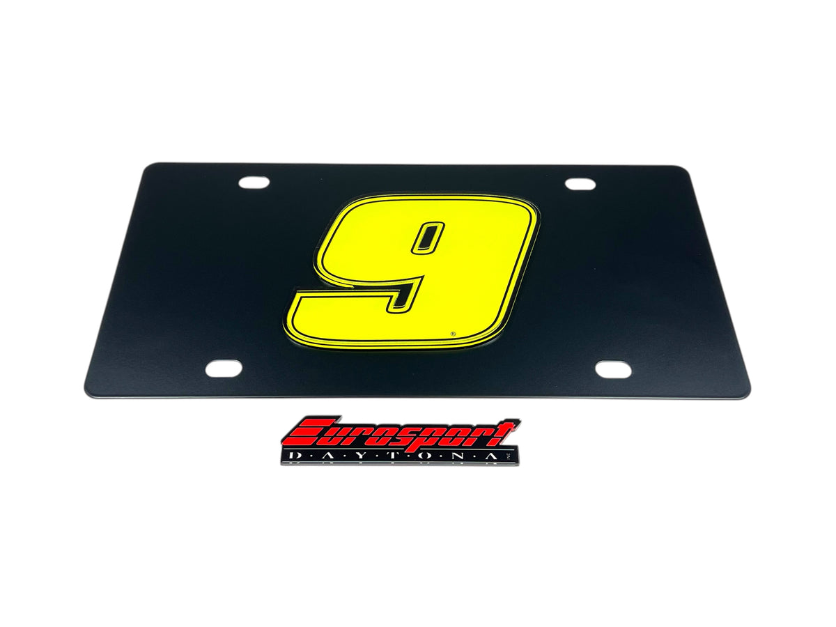 Chase Elliott Fluorescent #9 Carbon Steel License Plate